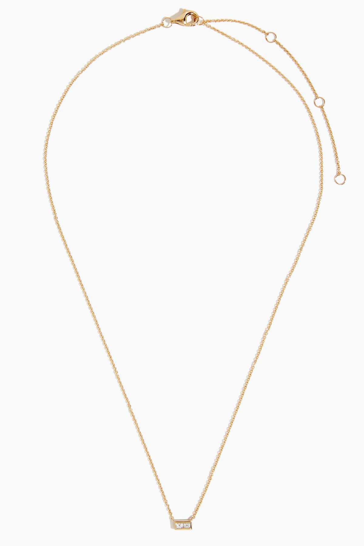 2 Bezel Bar Necklace in 14k Yellow Gold - Image 3
