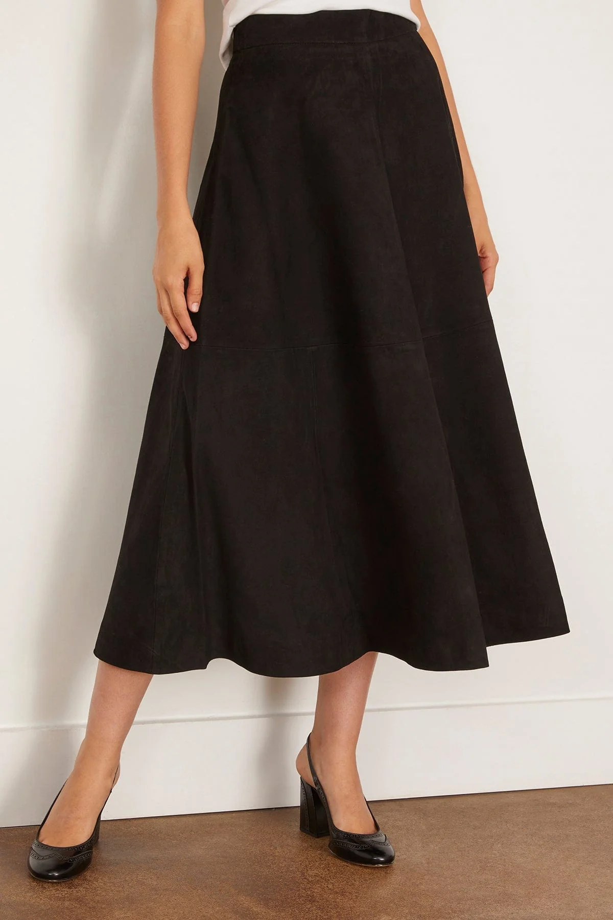 A-Line Suede Skirt in Black - Image 3