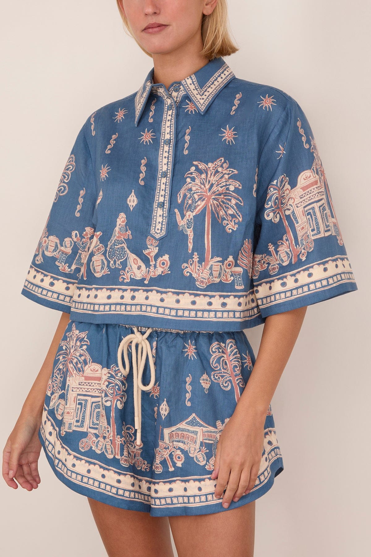 Acacia Cropped Shirt in Blue - Image 3