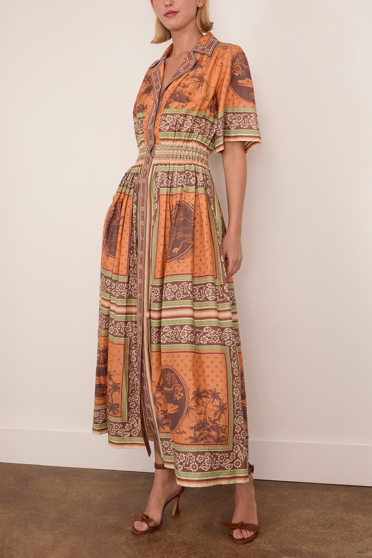 Alberta Smocked Shirtdress in Multi - Image 3