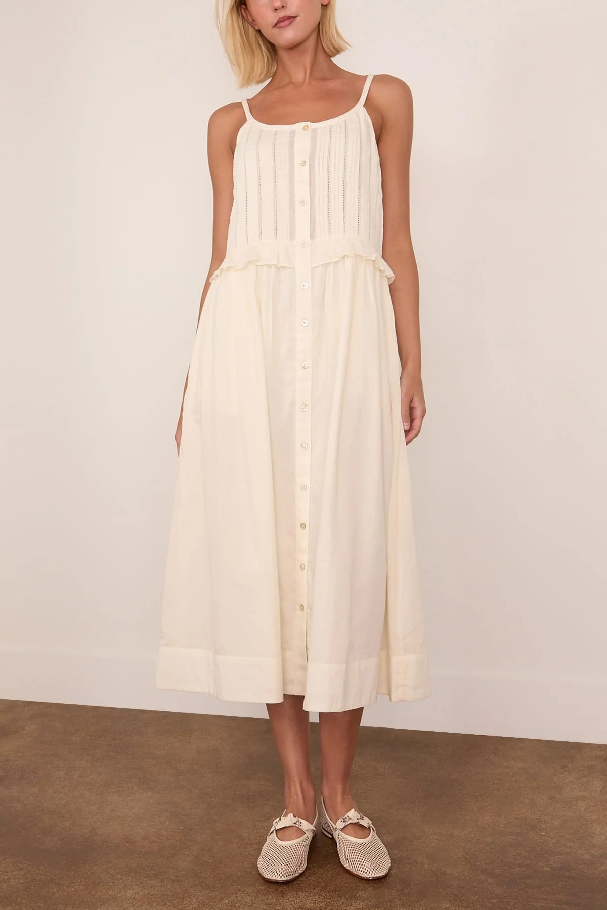 Alberte Solid Tank Dress in White - Image 3