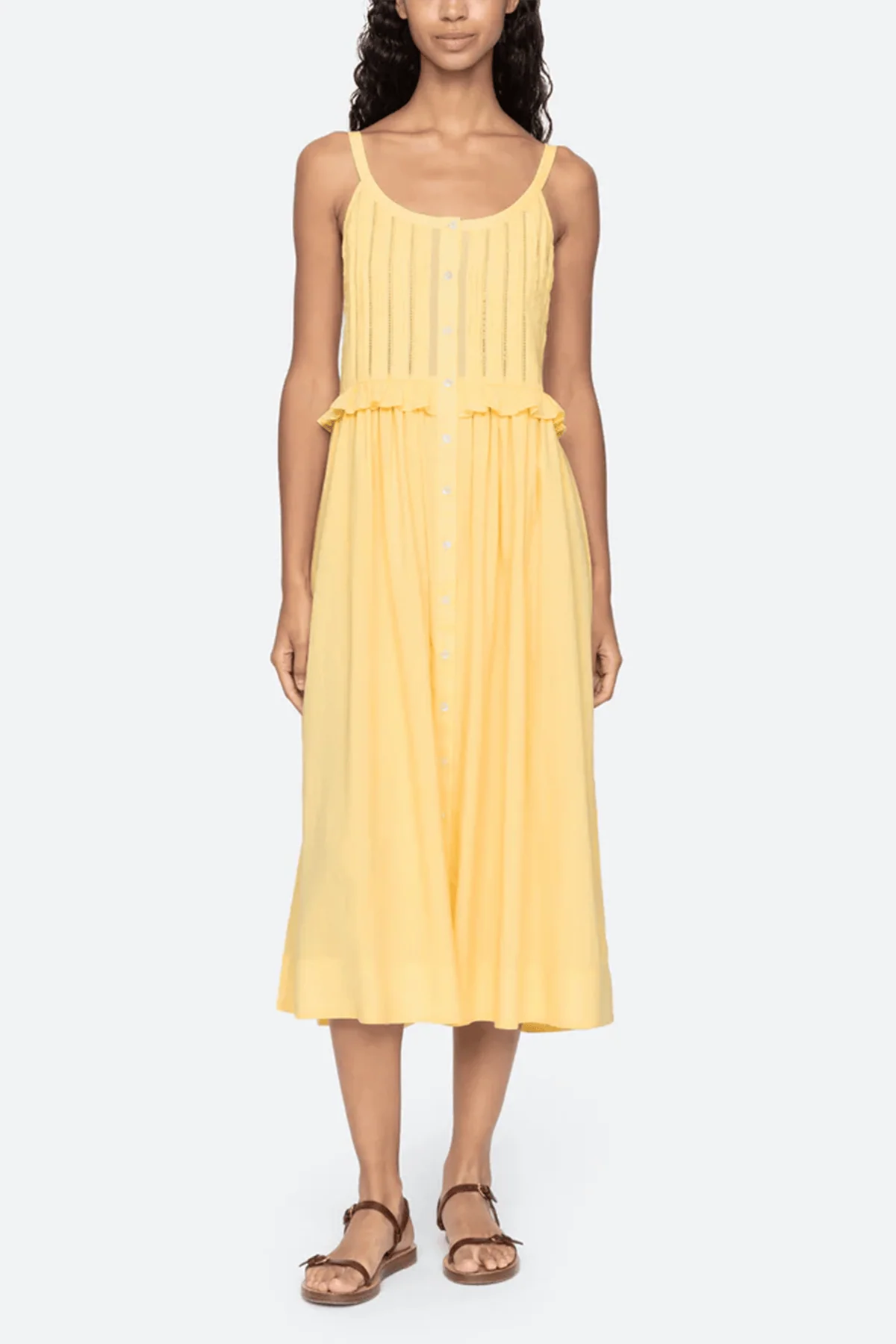 Alberte Solid Tank Dress in Yellow - Image 2