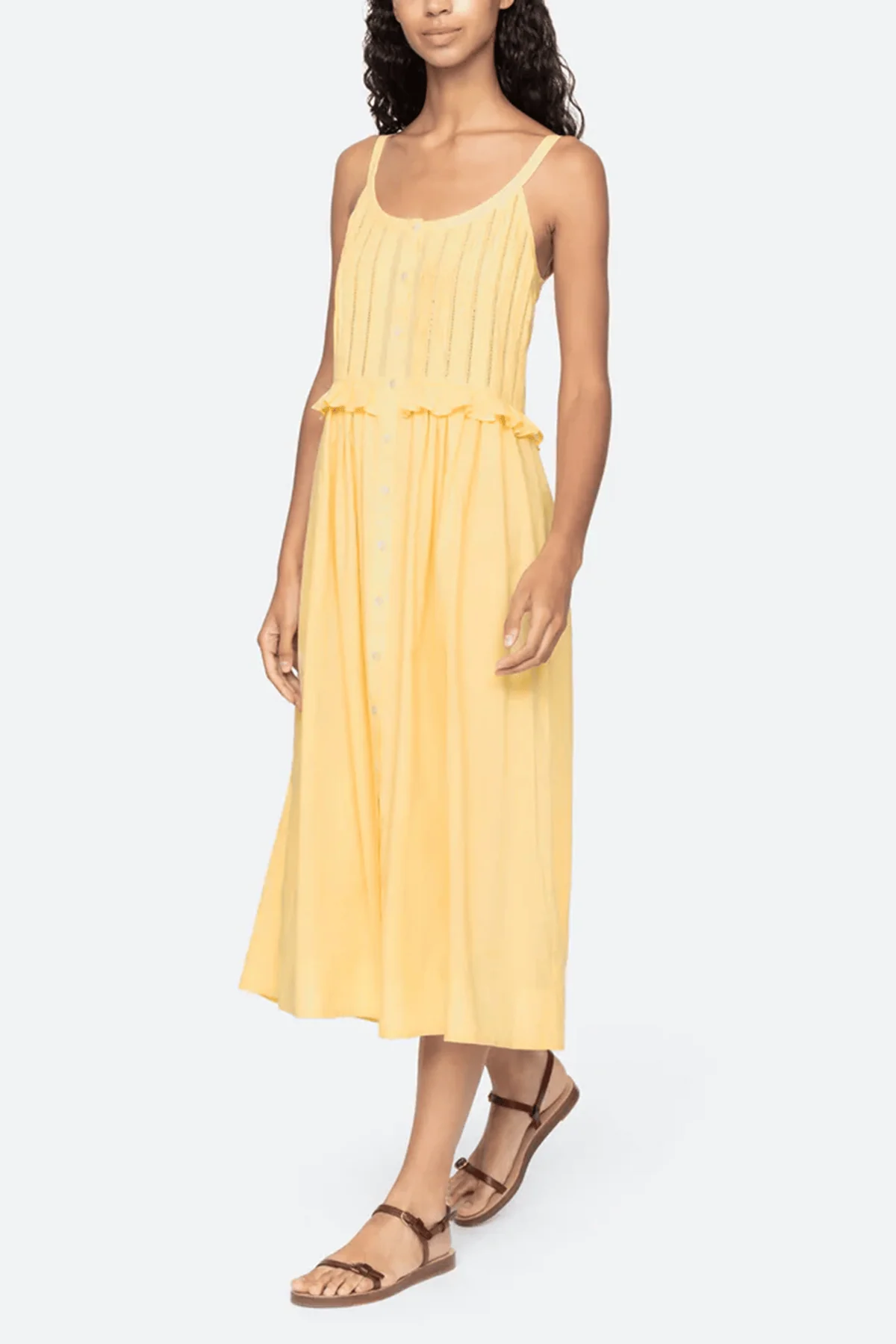 Alberte Solid Tank Dress in Yellow - Image 3