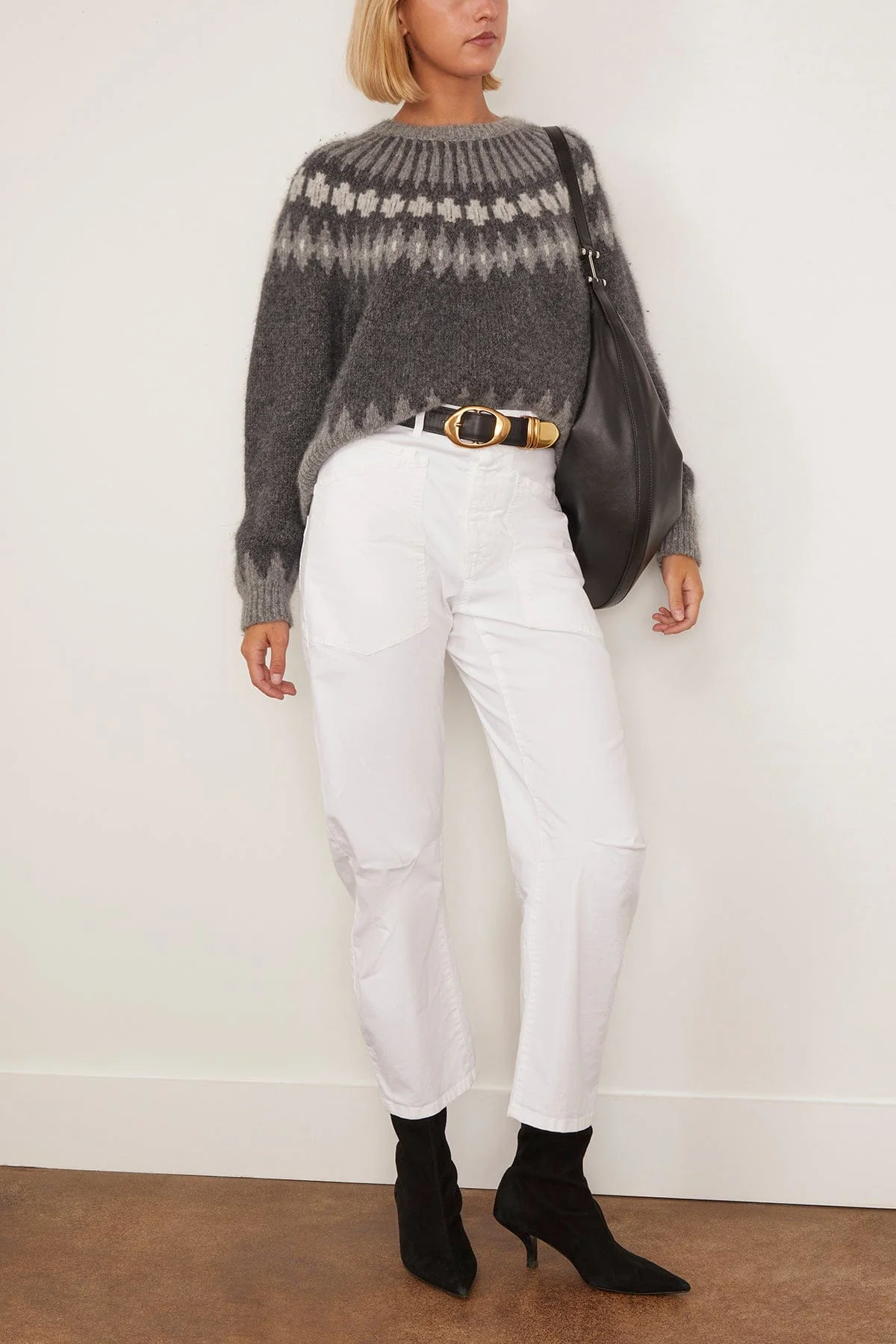 Alena Sweater in Dark Grey Melange Fair Isle - Image 2