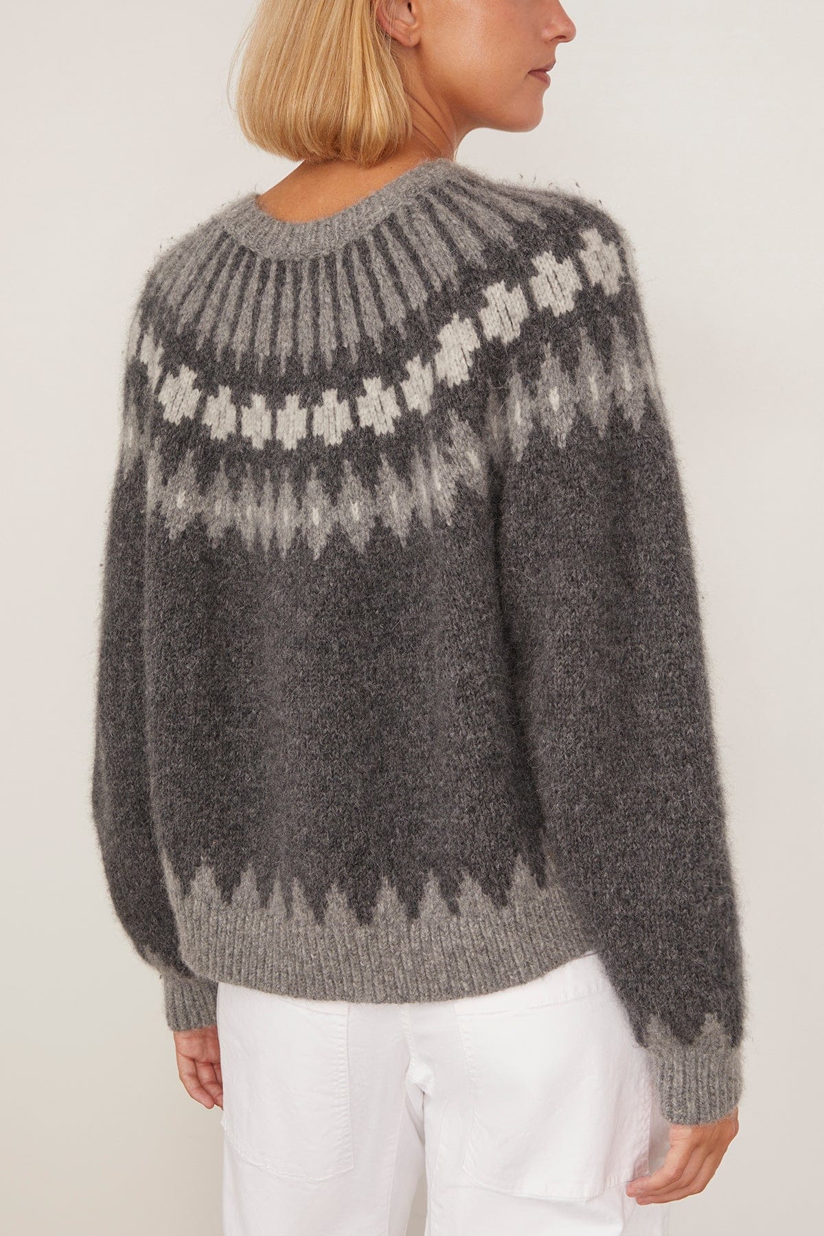 Alena Sweater in Dark Grey Melange Fair Isle - Image 4