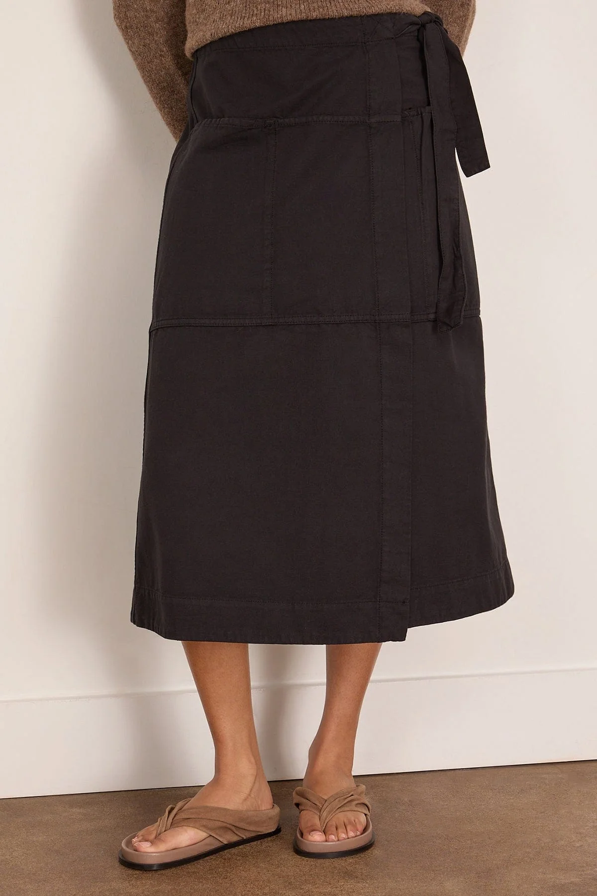 Apron Wrap Cotton Canvas Skirt in Slate - Image 3