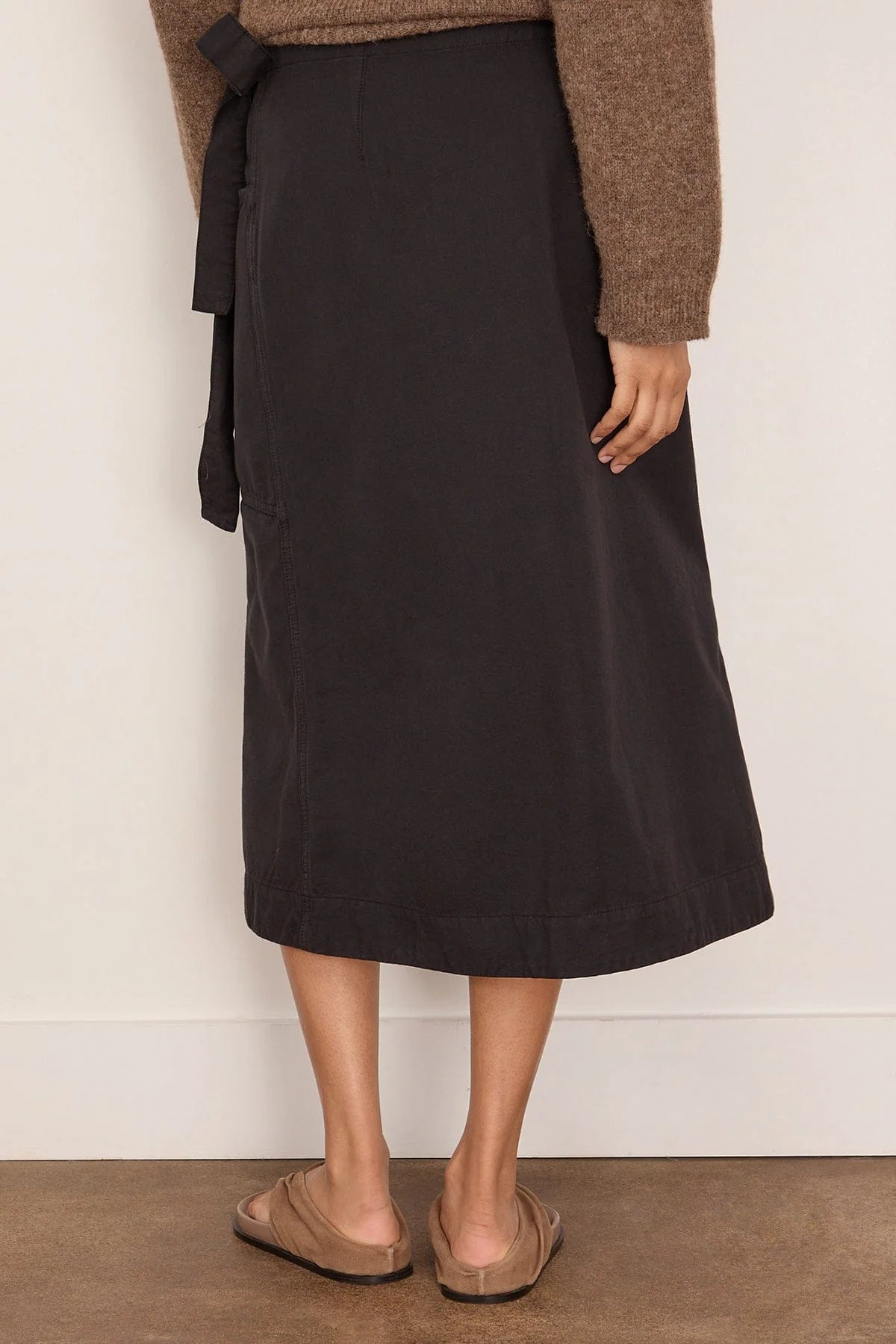 Apron Wrap Cotton Canvas Skirt in Slate - Image 4