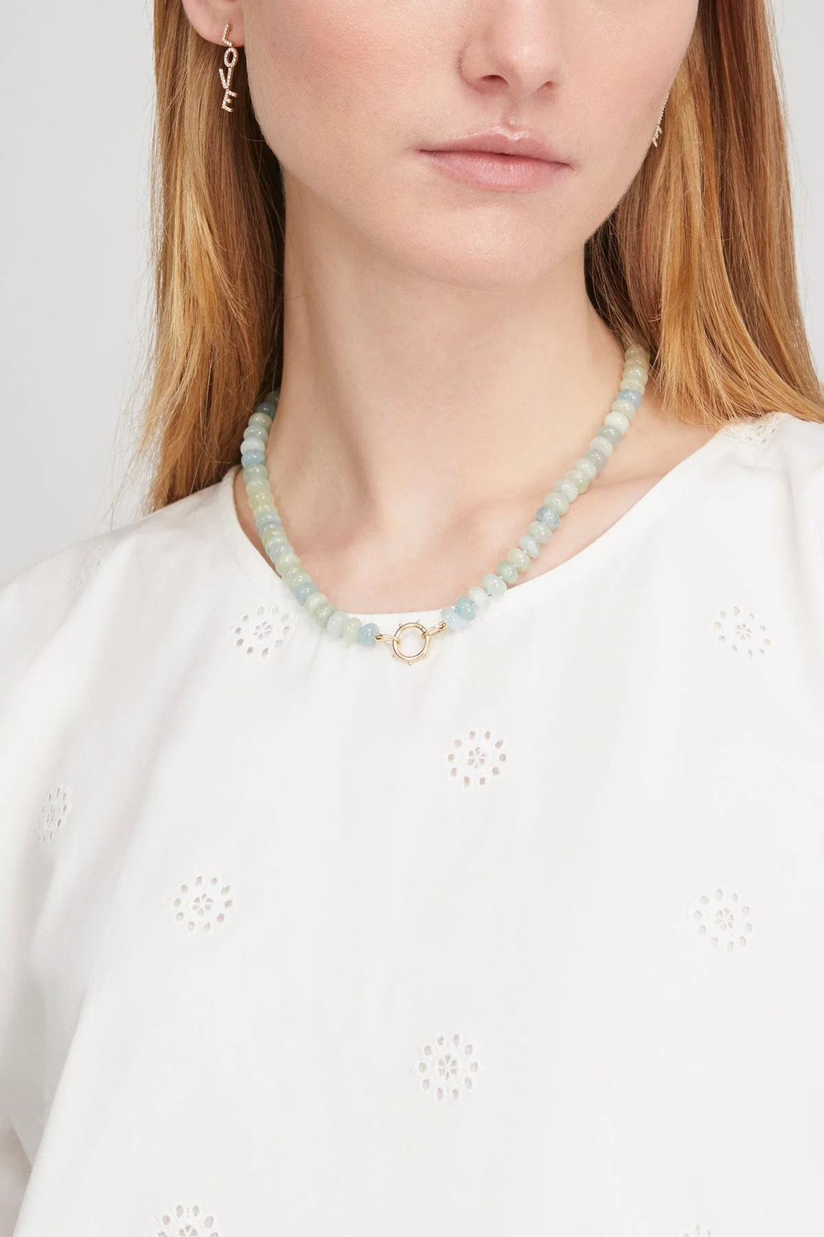 Aquamarine Knotted Chain in 14k Yellow Gold - Image 2