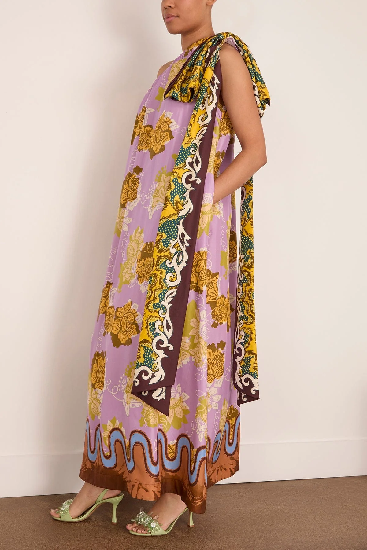 Arnie Silk Midi Dress in Multi - Image 3