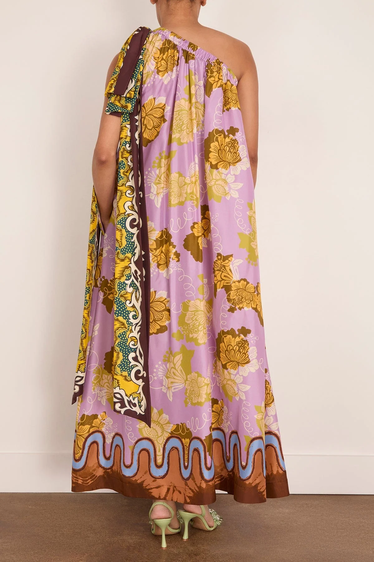 Arnie Silk Midi Dress in Multi - Image 4