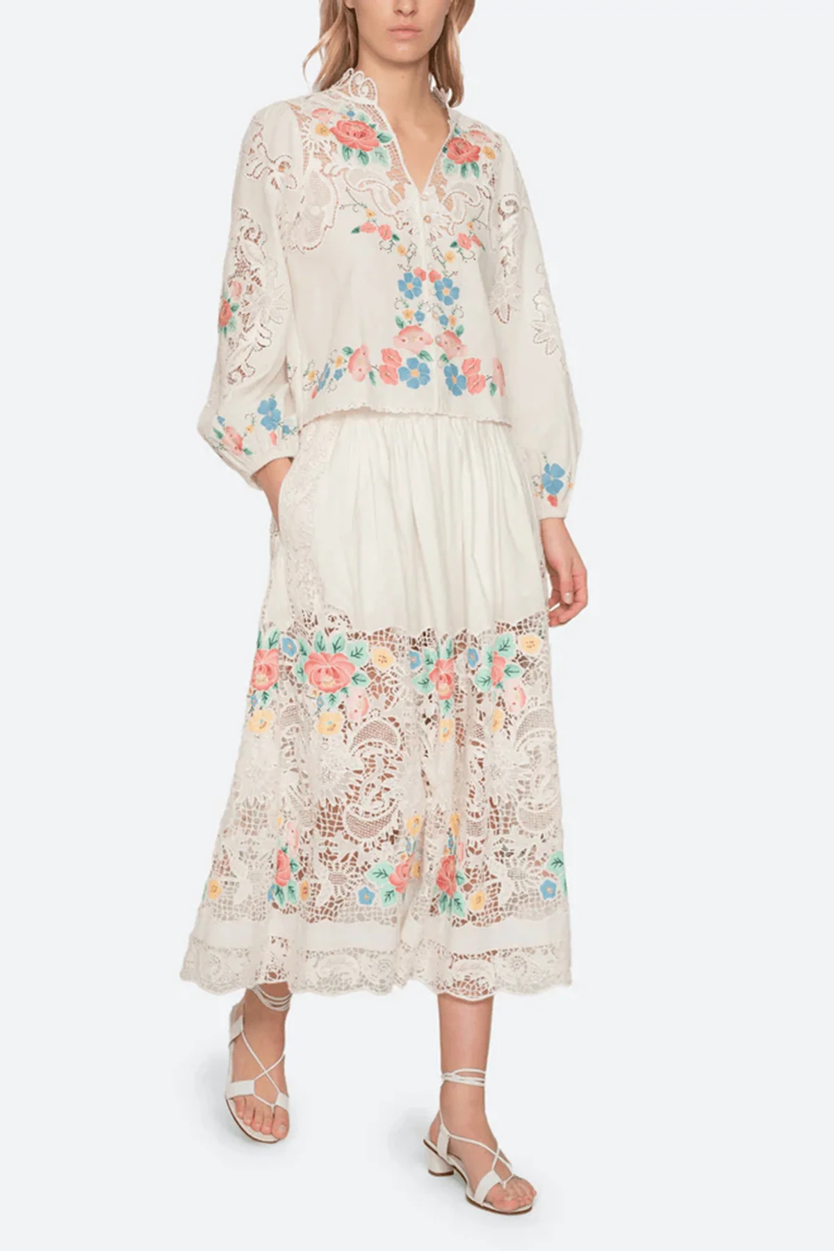 Astrid Embroidery Long Sleeve Blouse in Multi - Image 2
