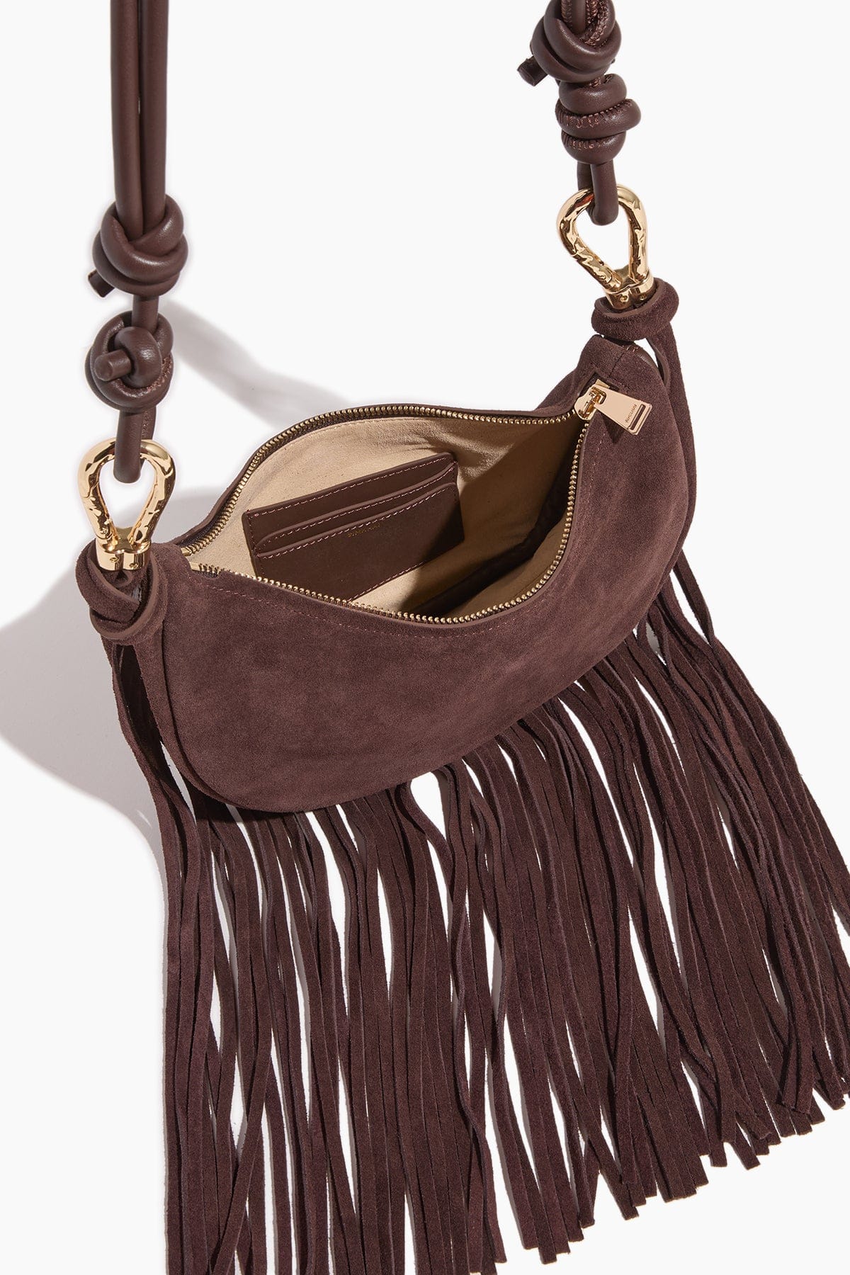 Avery Fringe Suede Crossbody Bag in Cacao - Image 4