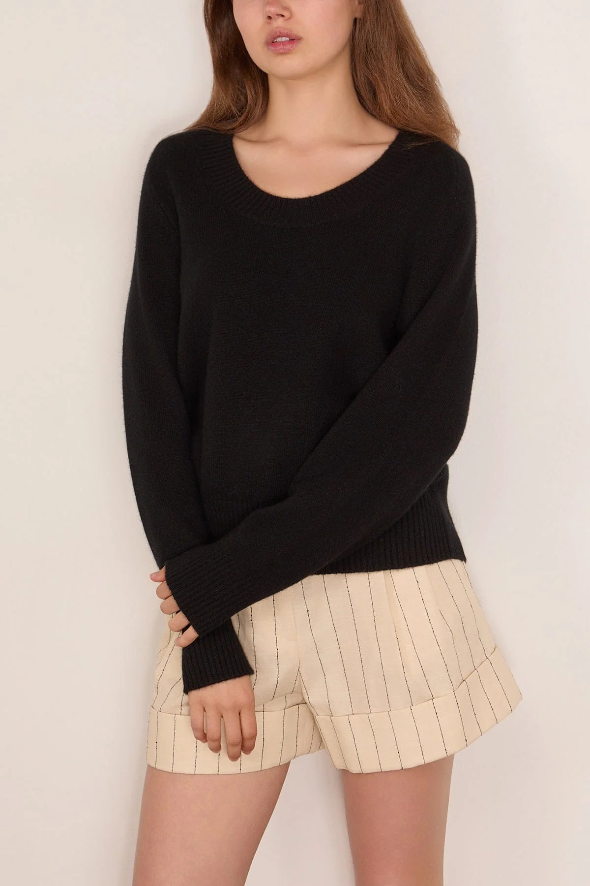 Baji Dropped U-Neck Sweater in Black - Image 3