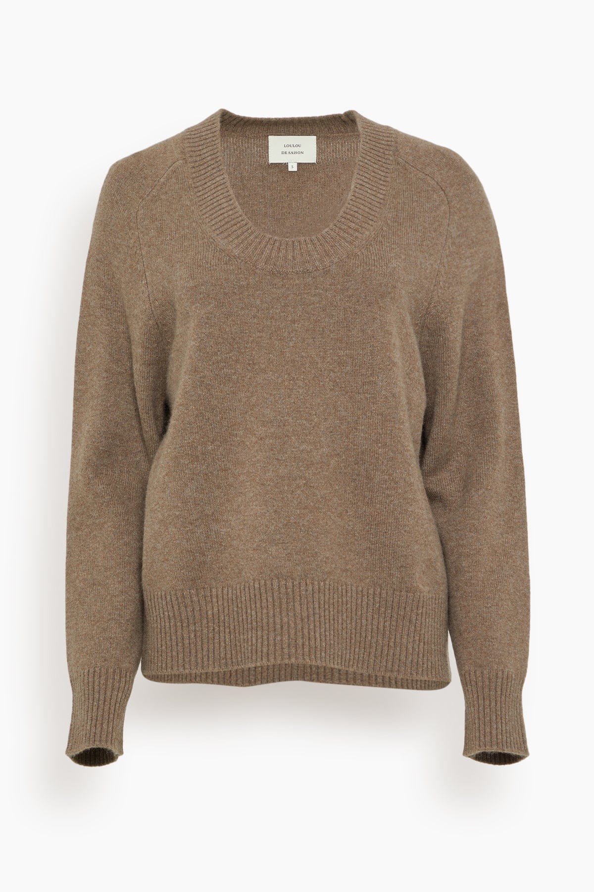 Baji Dropped U-Neck Sweater in Brown Melange