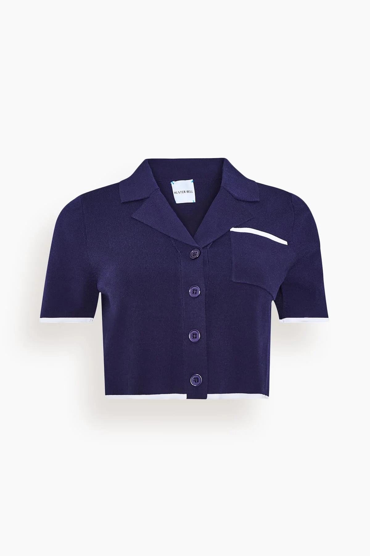 Banff Sweater Top in Navy with White