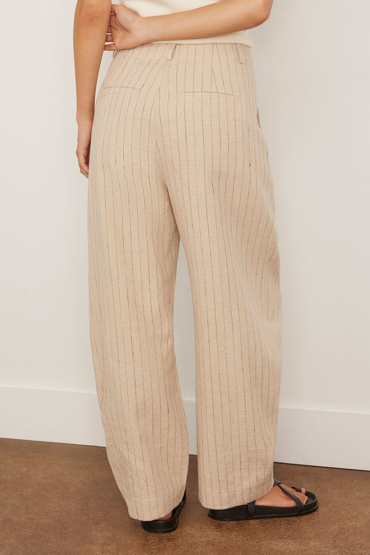 Bari Crop Trouser in Striped Flax - Image 4