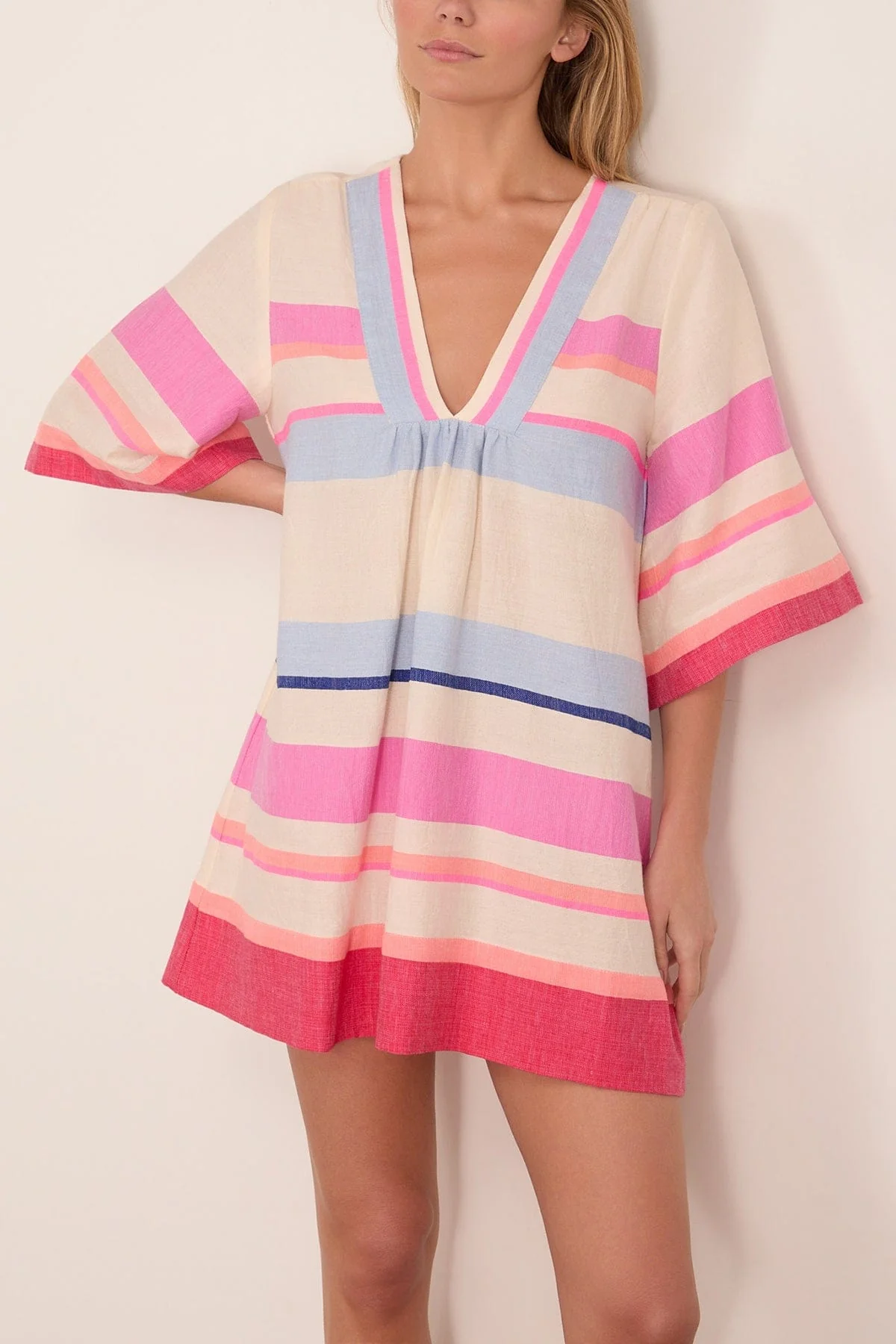Belkis V-Neck Caftan in Desita Pink - Image 3