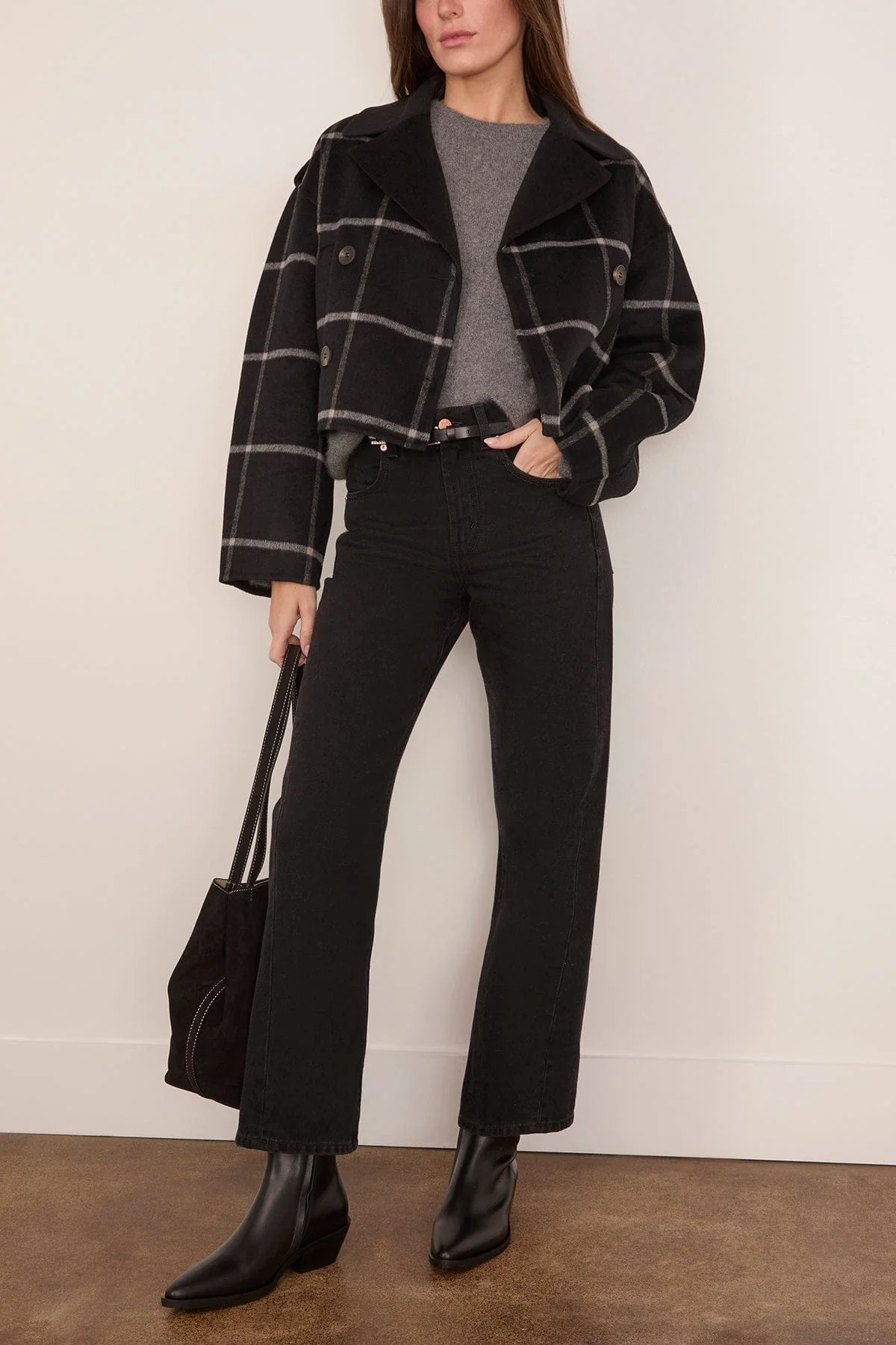 Beran Coat in Noir/Blanc - Image 2