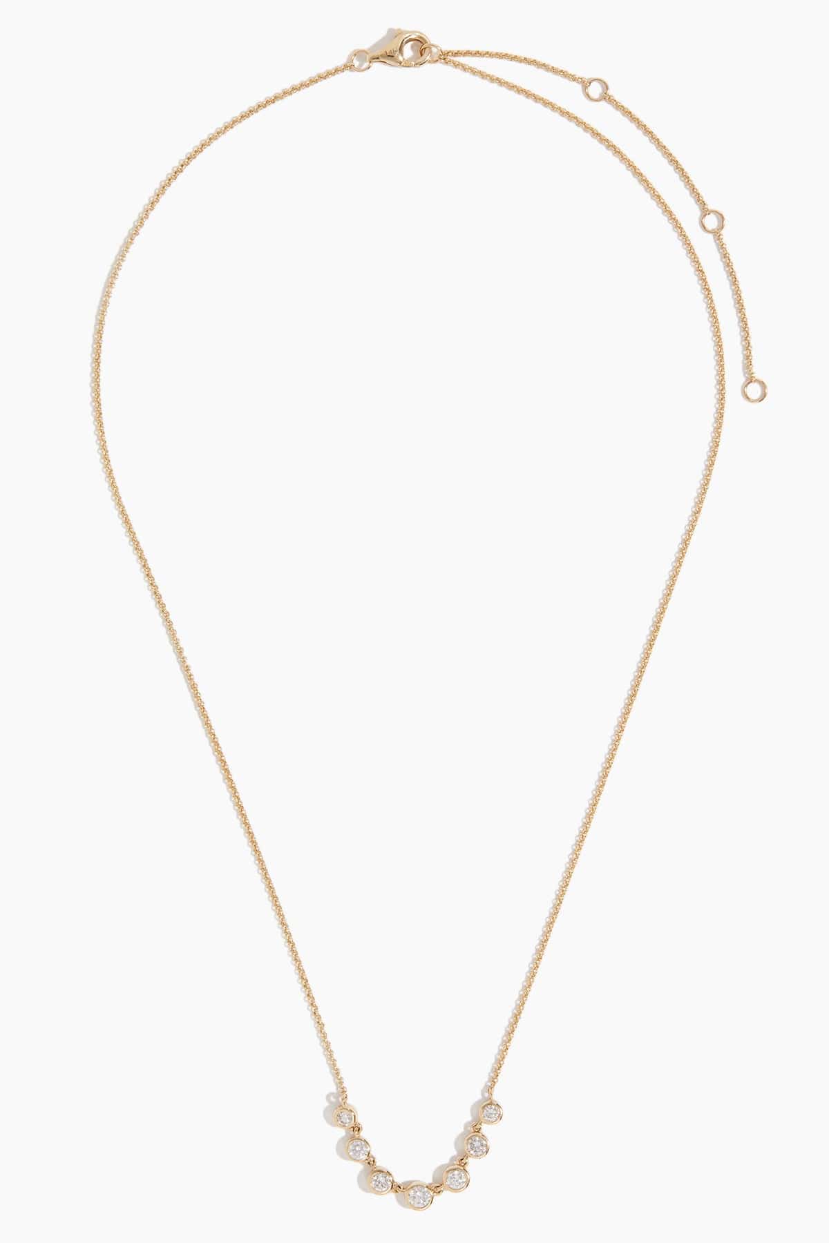 Bezel 7 Diamond Necklace in 14k Yellow Gold - Image 3
