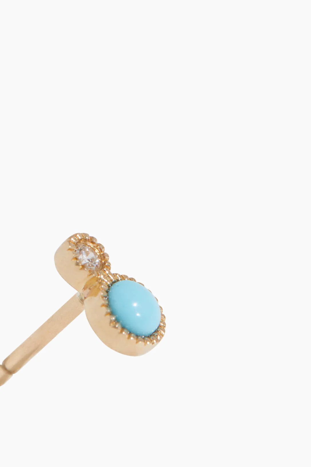 Bezel Diamond Turquoise Single Stud in 14k Yellow Gold - Image 3