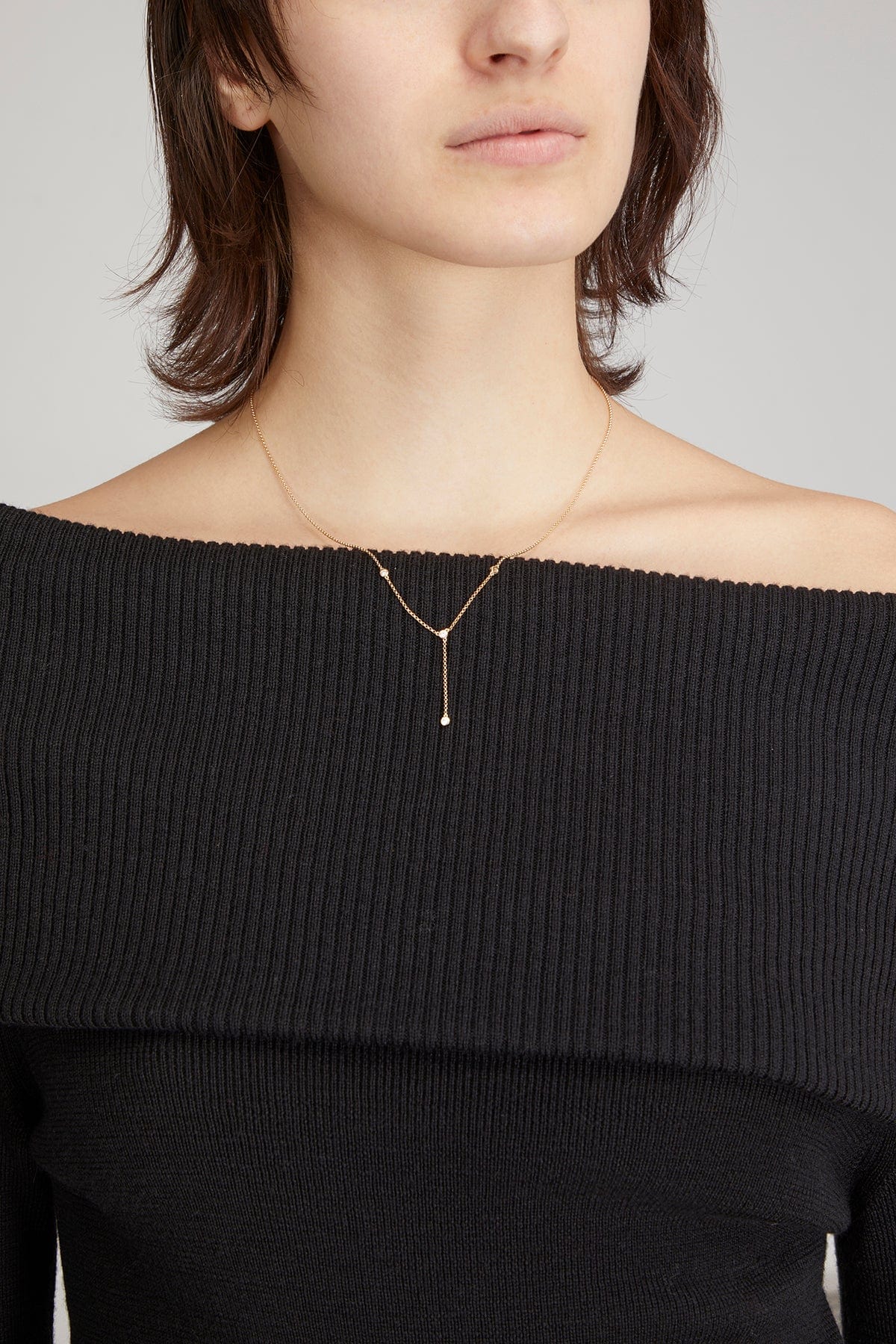Bezel Lariat Necklace in 14k Yellow Gold - Image 2