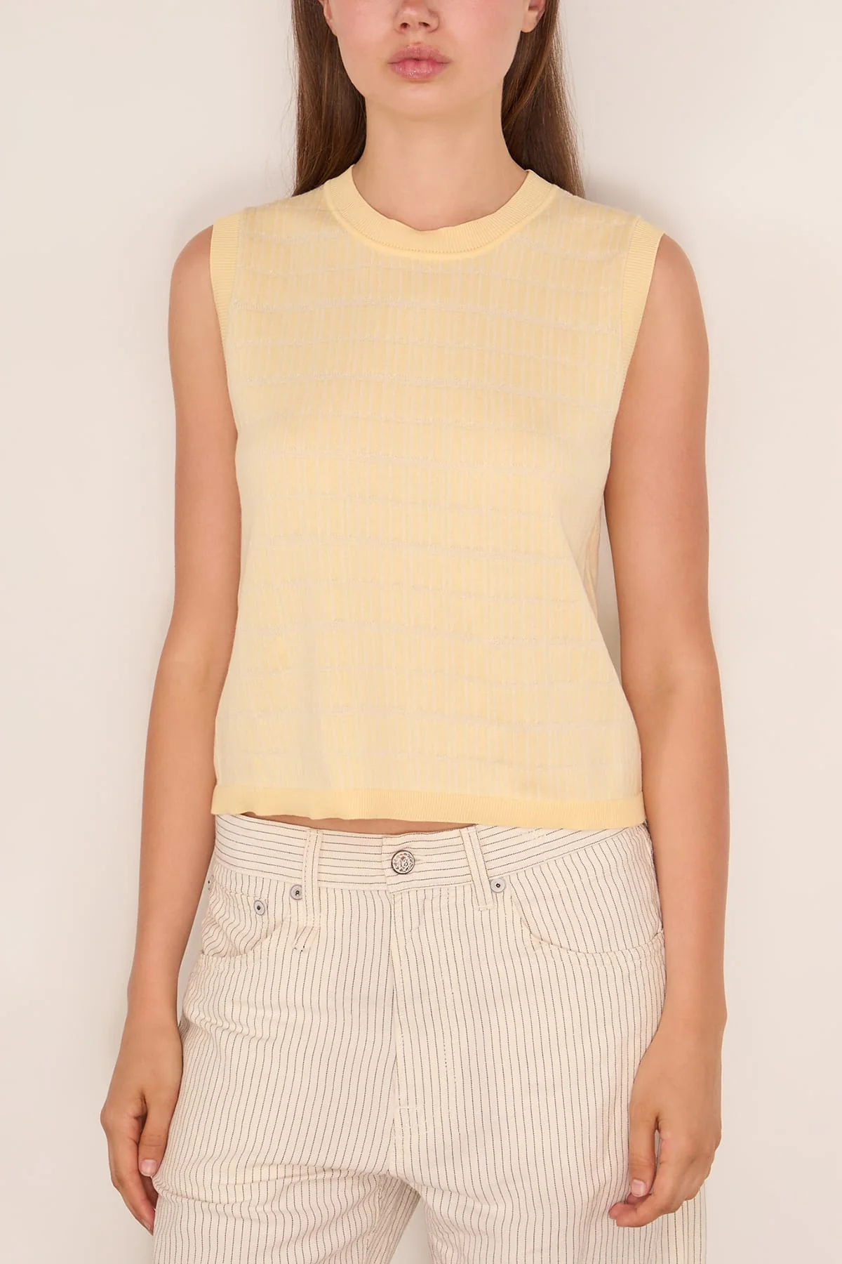Bicolor Jacquard Top in Light Yellow Cream - Image 3