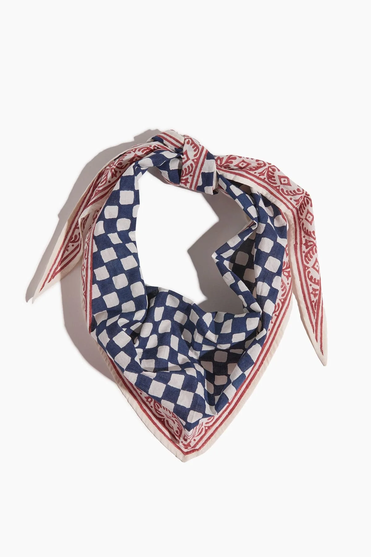 Block Print Cook Check Bandana in Provencal Blue