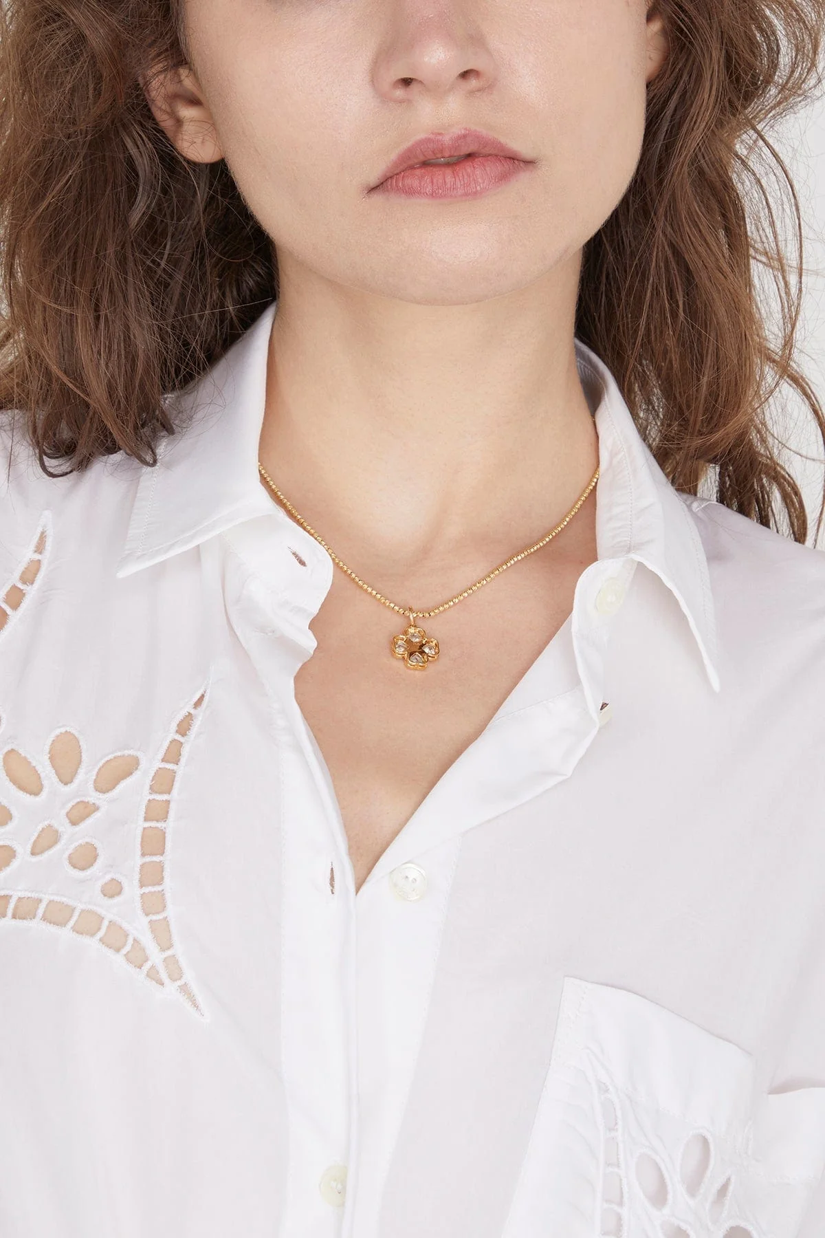 Blue Topaz Clover Pendant in 14k Yellow Gold - Image 2