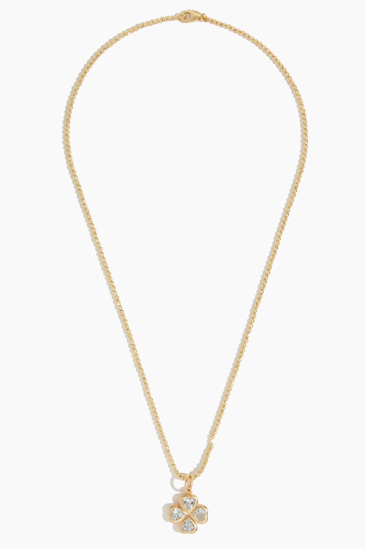 Blue Topaz Clover Pendant in 14k Yellow Gold - Image 3