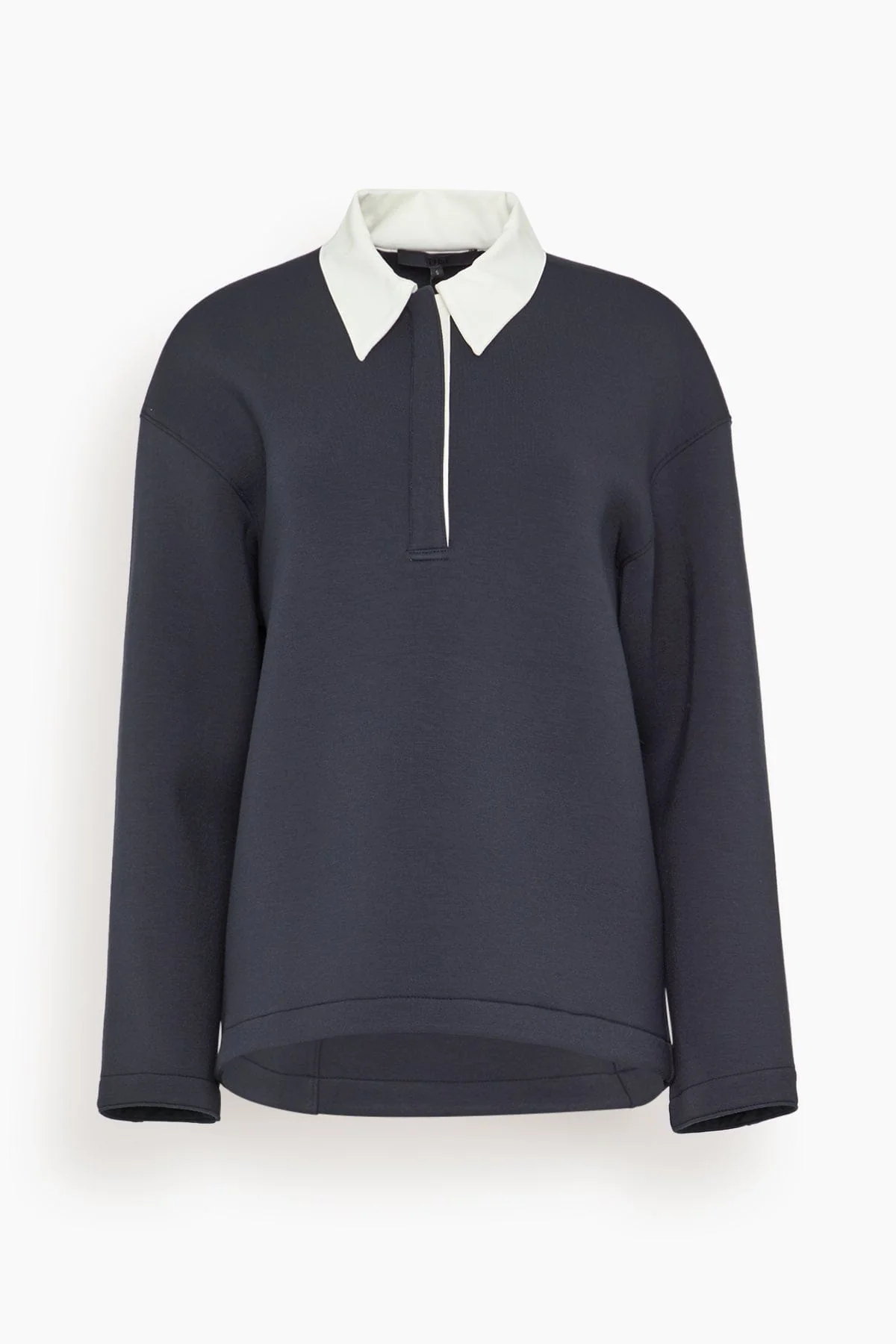Bonded Viscose Sculpted Polo in Dark Navy