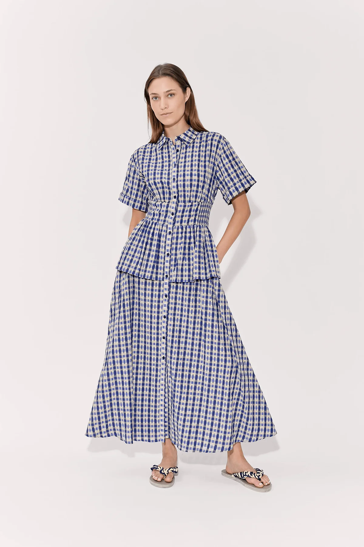 Boogie Woogie Bugle Boy Dress in Navy Check - Image 5