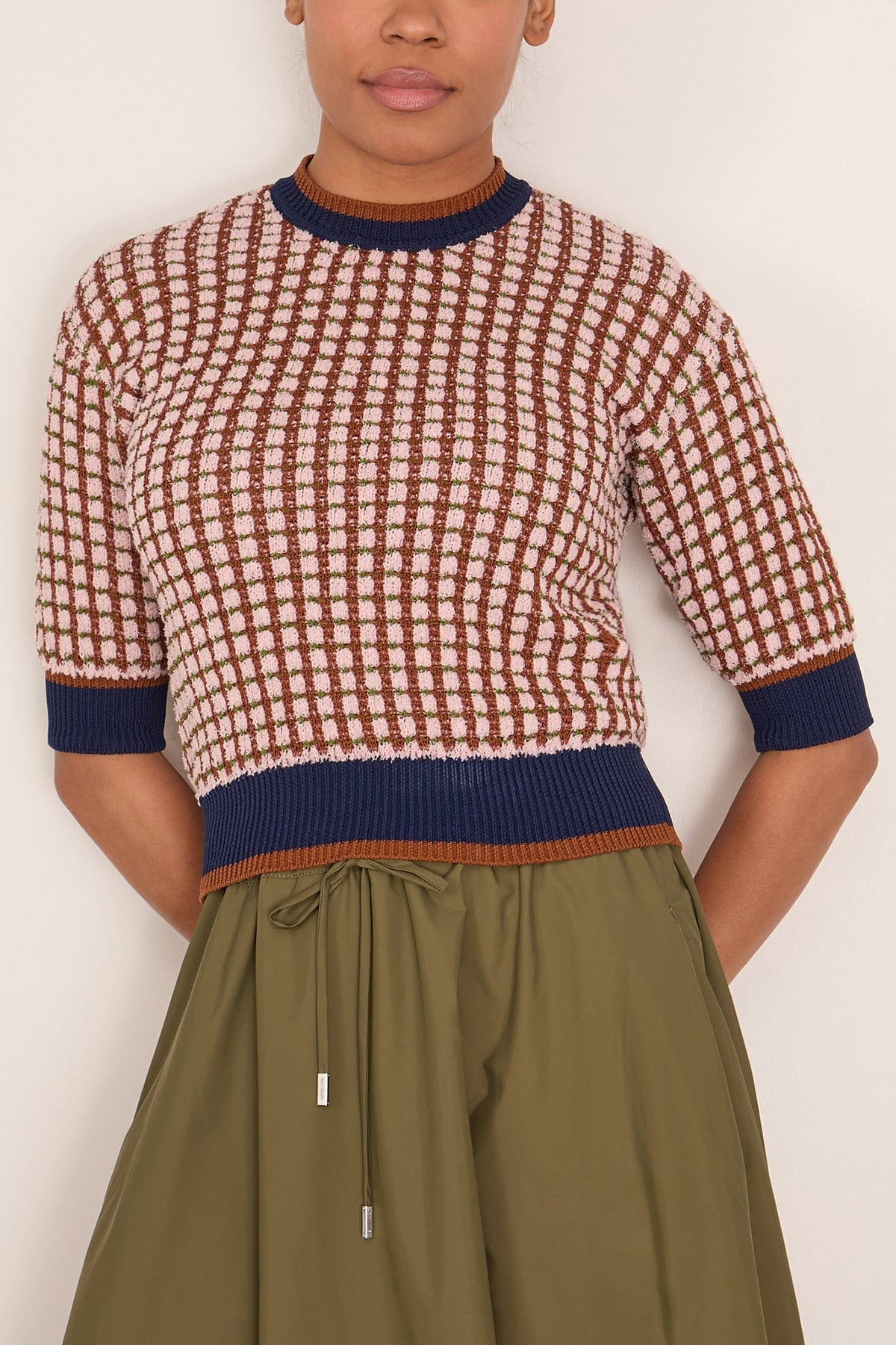 Boxy Short Sleeve Crewneck Sweater in Quartz - Image 3