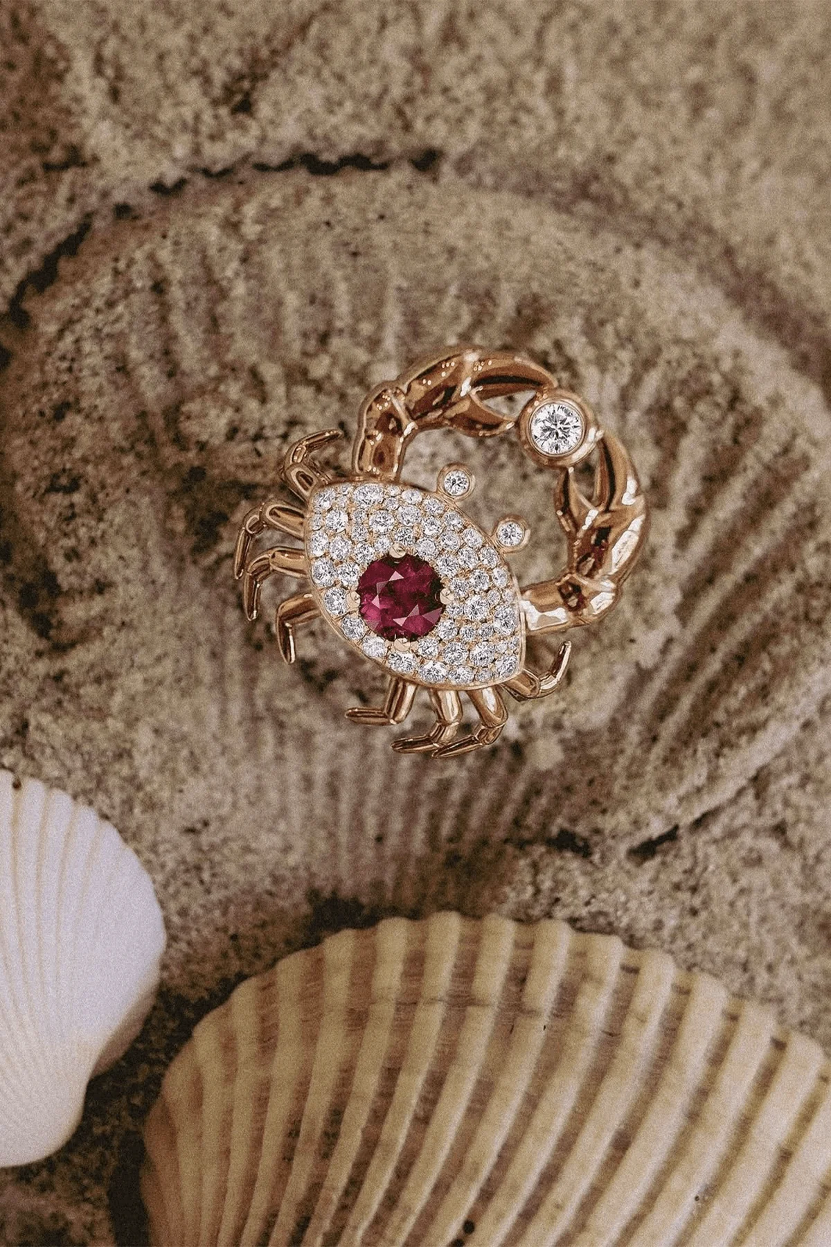 Burmese Ruby Crab Ring in 18k Rose Gold - Image 4