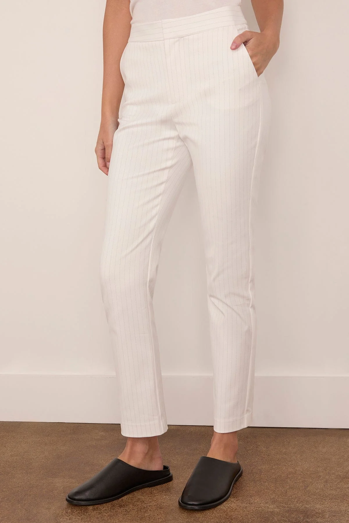 Carine Trouser in White/Black - Image 3