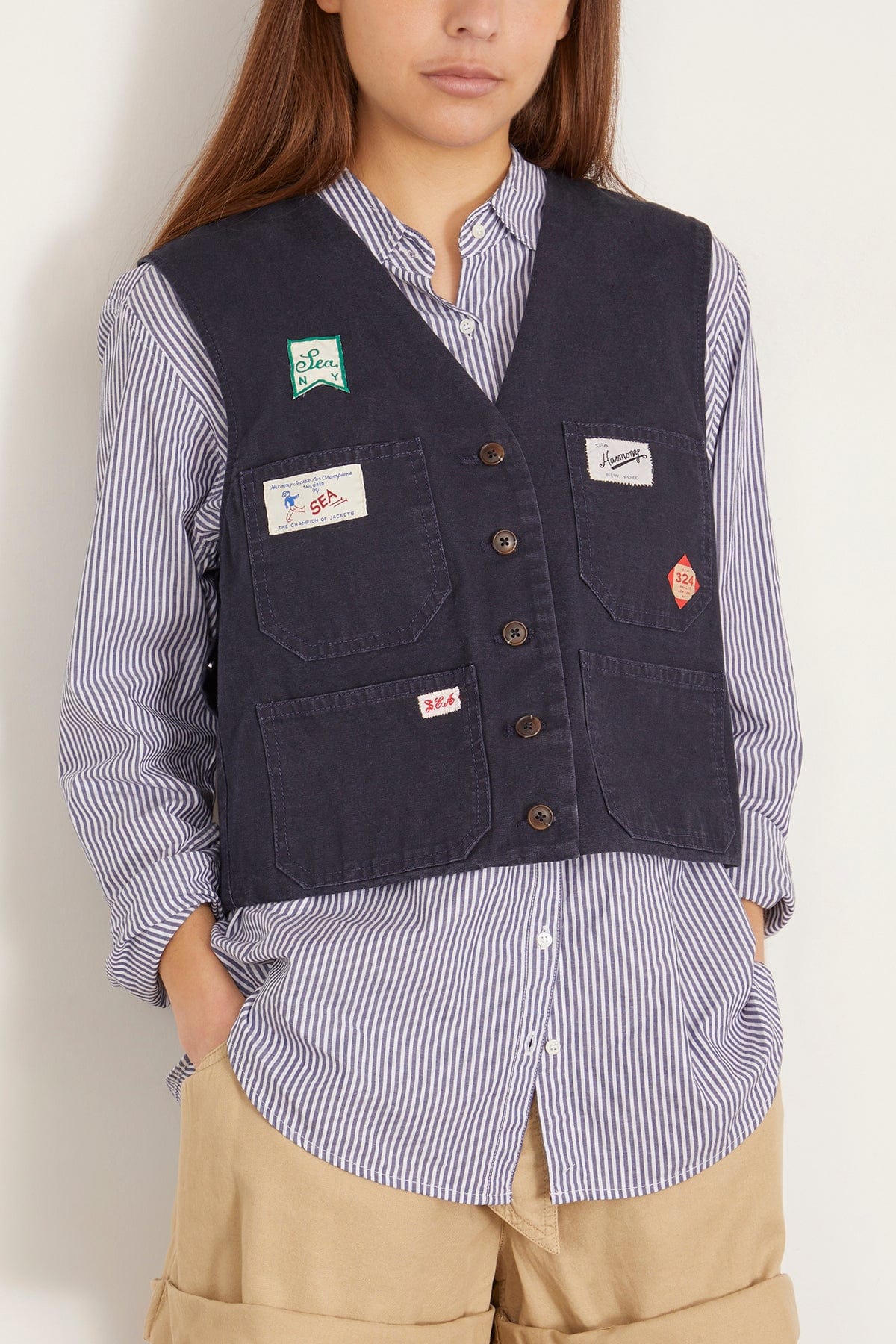 Carolyn Workwear Vest in Navy - Image 3