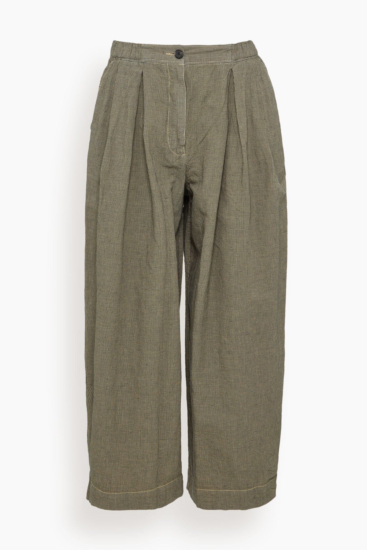 Carys Micro Houndstooth Wide Leg Trousers in Vintage White/Black