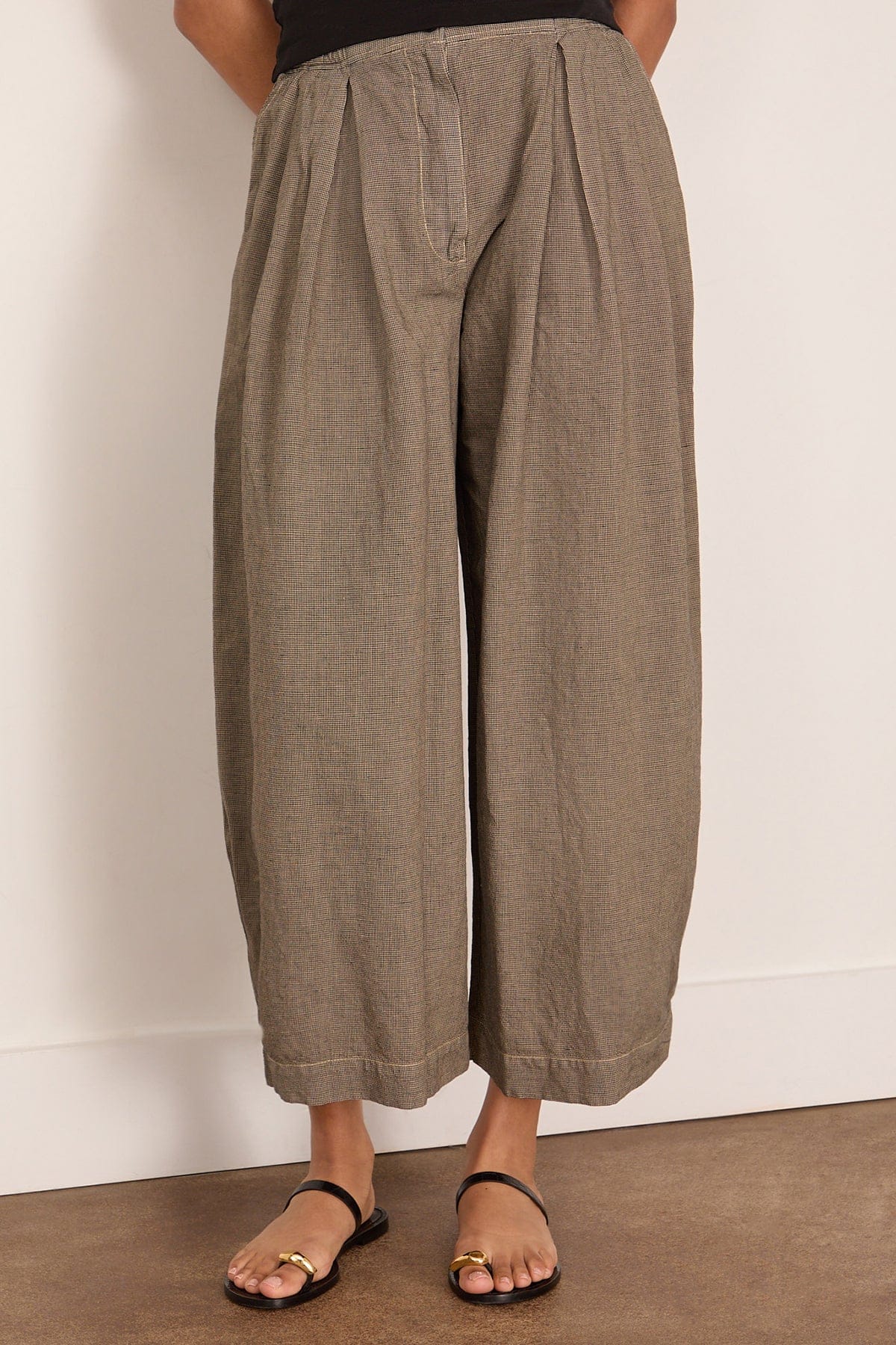 Carys Micro Houndstooth Wide Leg Trousers in Vintage White/Black - Image 3