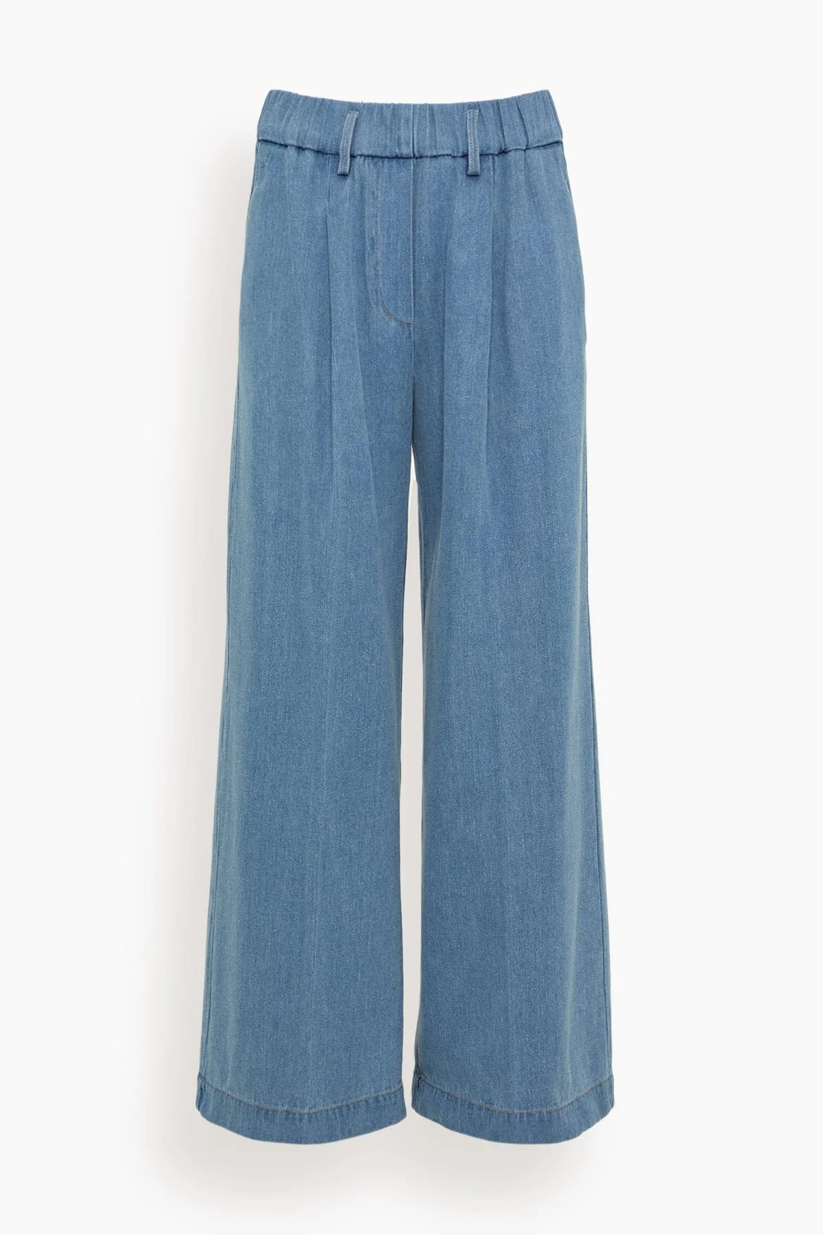 Cavalry Denim Elasticated Loose Pants in Azure