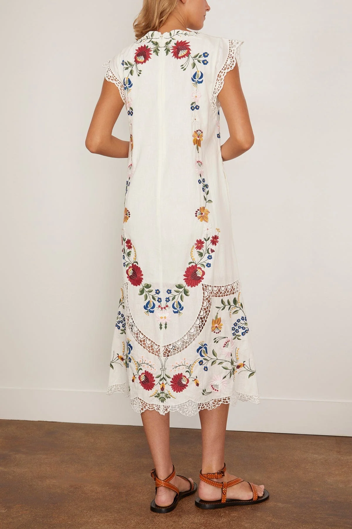 Celia Embroidery Tank Midi Dress in Cream - Image 4