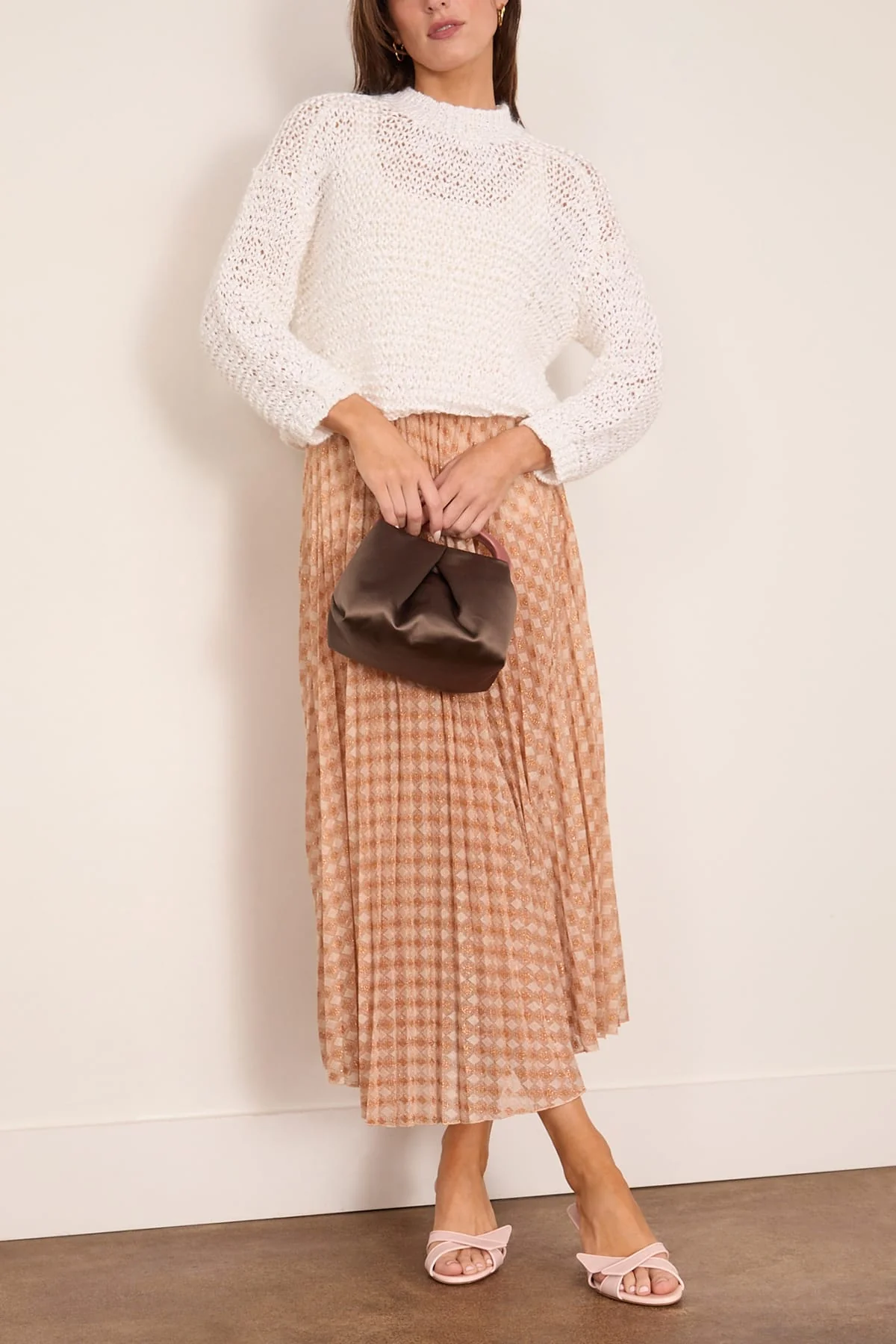 Chamois Ribbon Roundneck Sweater in Bianco - Image 2