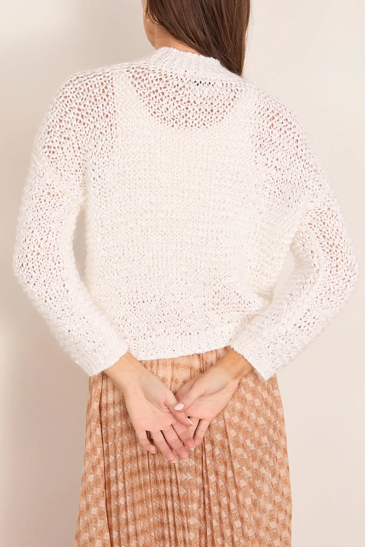 Chamois Ribbon Roundneck Sweater in Bianco - Image 4