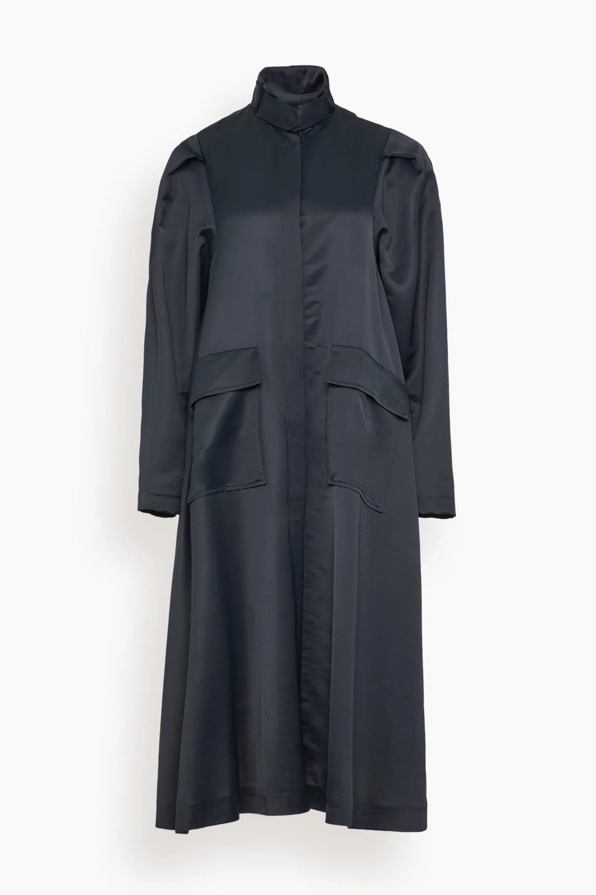 Chet Satin Trench in Black