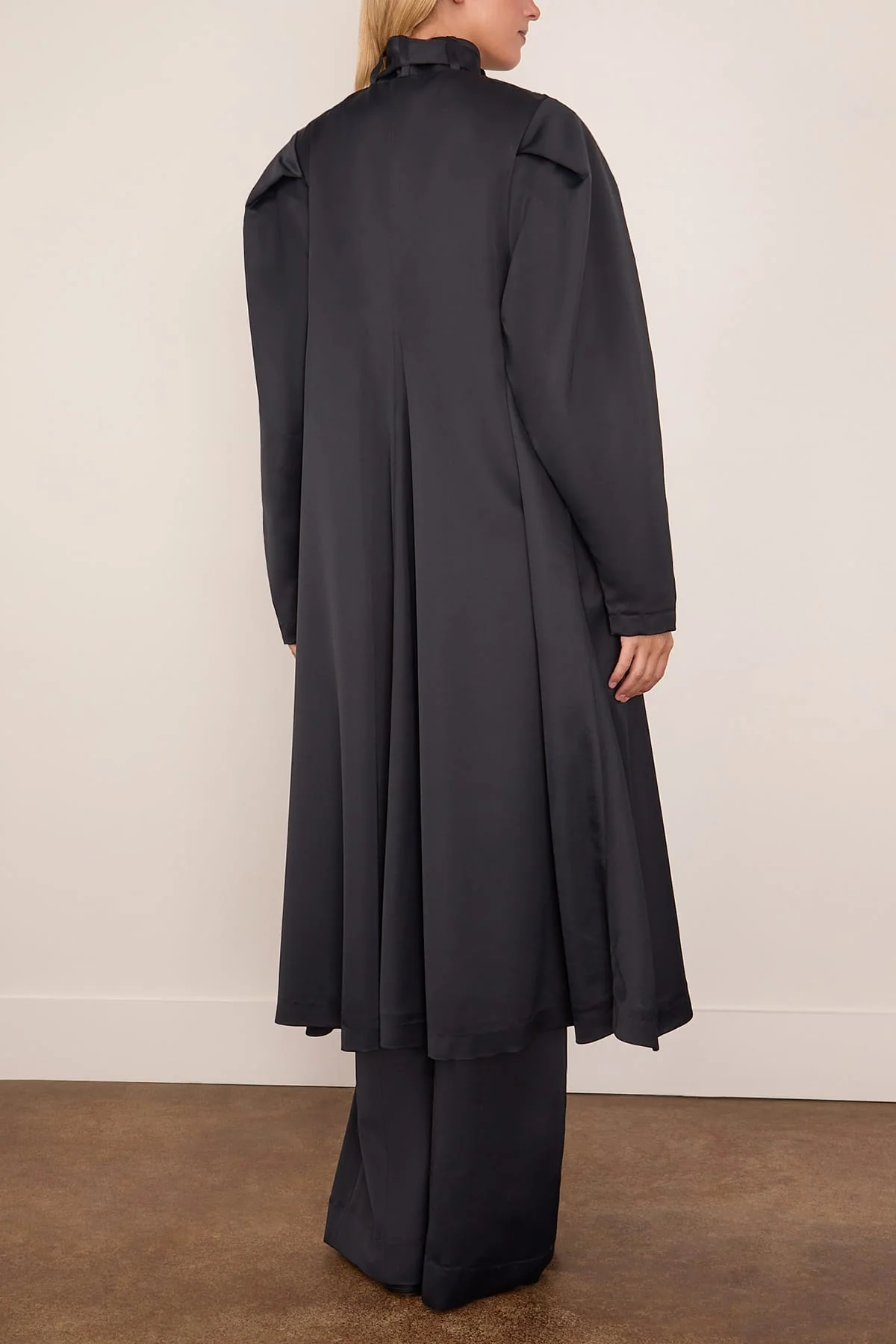 Chet Satin Trench in Black - Image 4