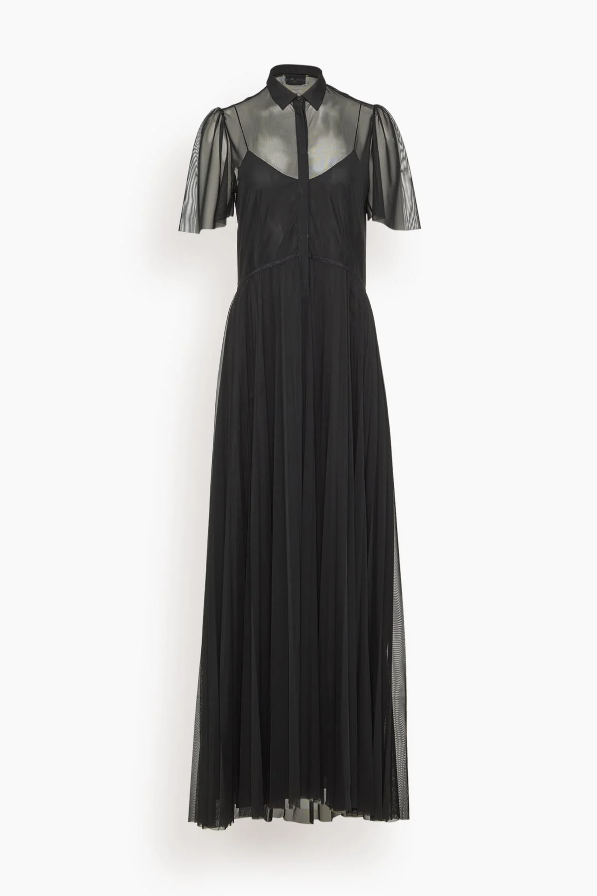 Chic Tulle Plisse Dress in Noir