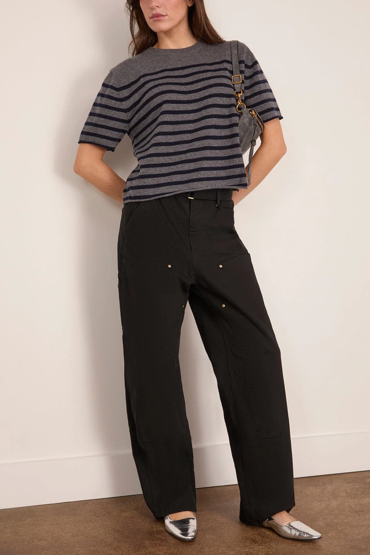 Cila Stripes T-Shirt in Graphite/Navy Stripes - Image 2