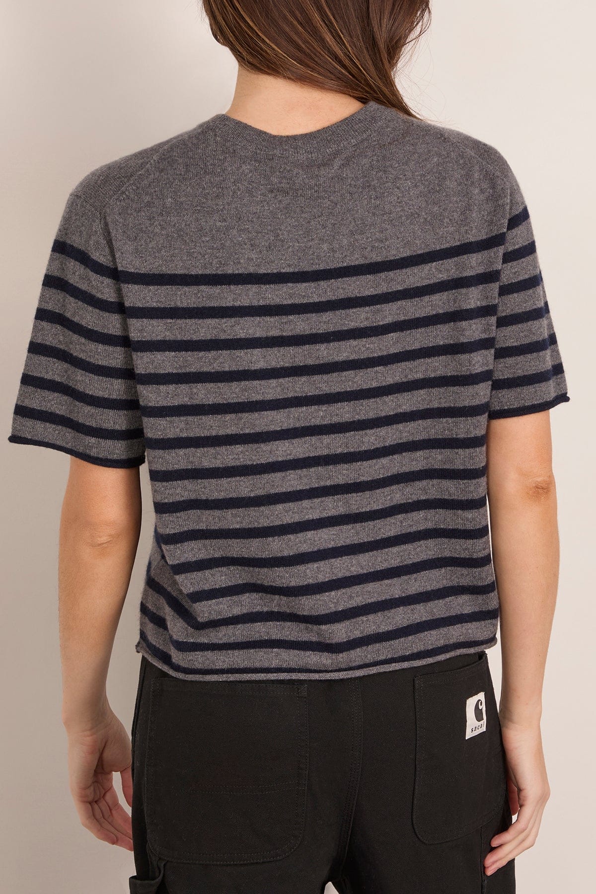 Cila Stripes T-Shirt in Graphite/Navy Stripes - Image 4