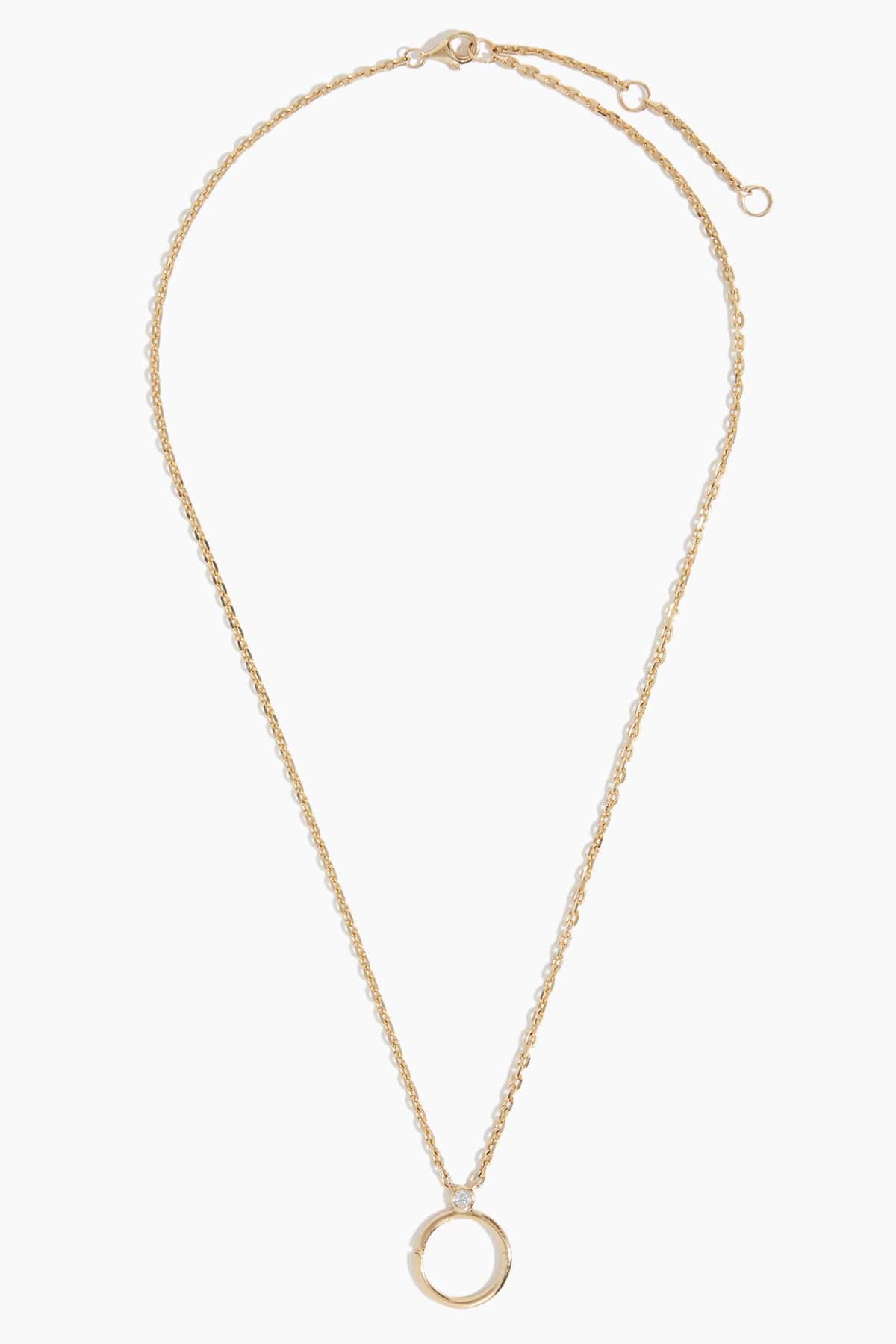 Circle Clasp Pendant Chain Necklace with Diamond in 14k Yellow Gold - Image 3