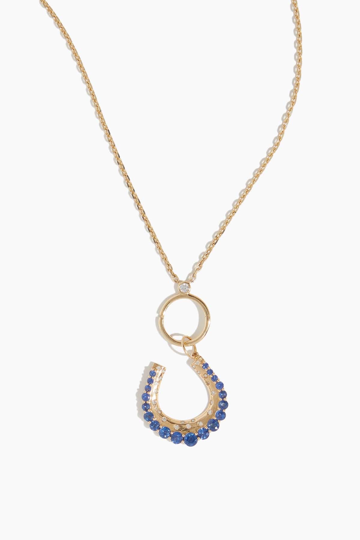 Circle Clasp Pendant Chain Necklace with Diamond in 14k Yellow Gold - Image 4