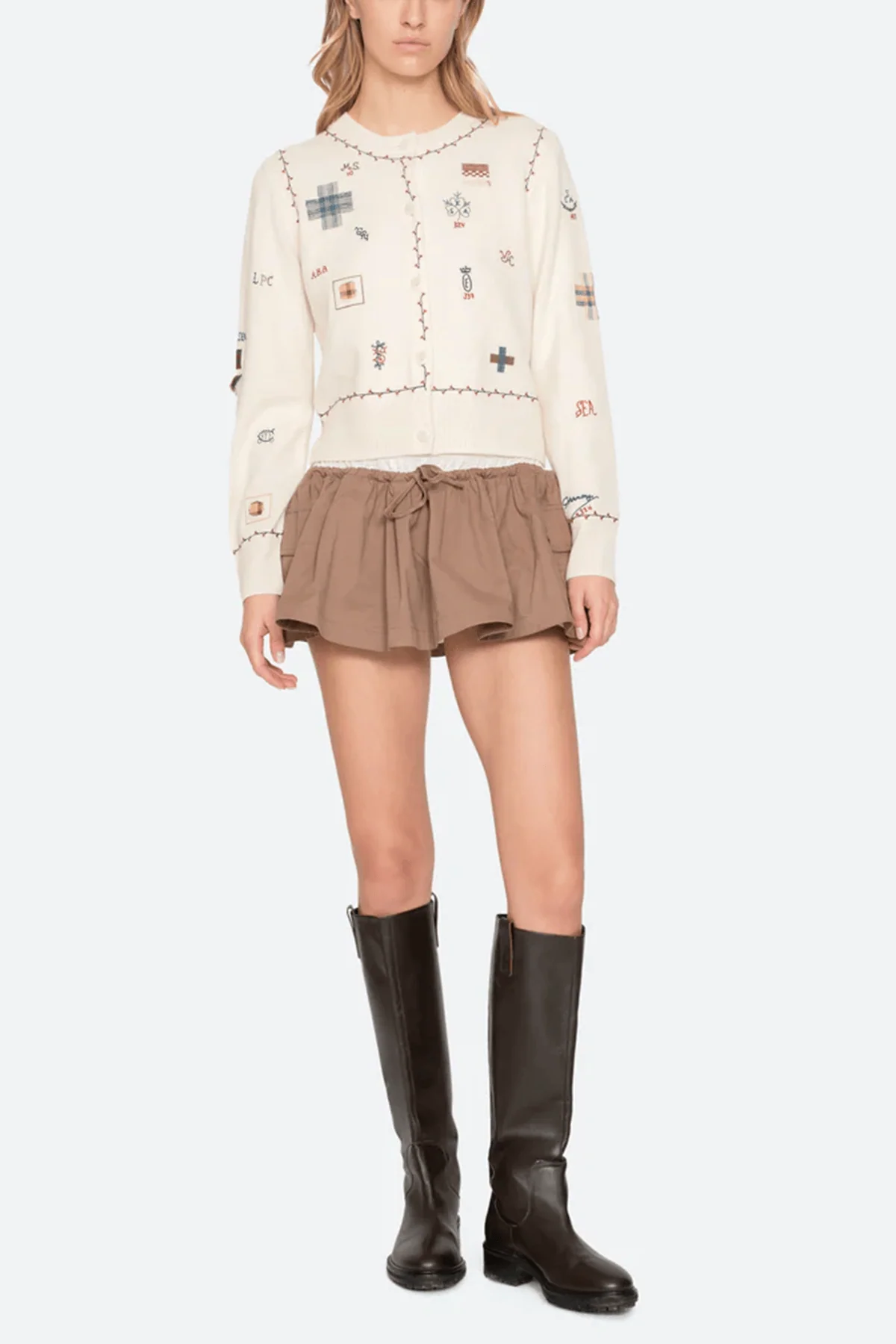 Claira Knit Cardigan in Cream - Image 2