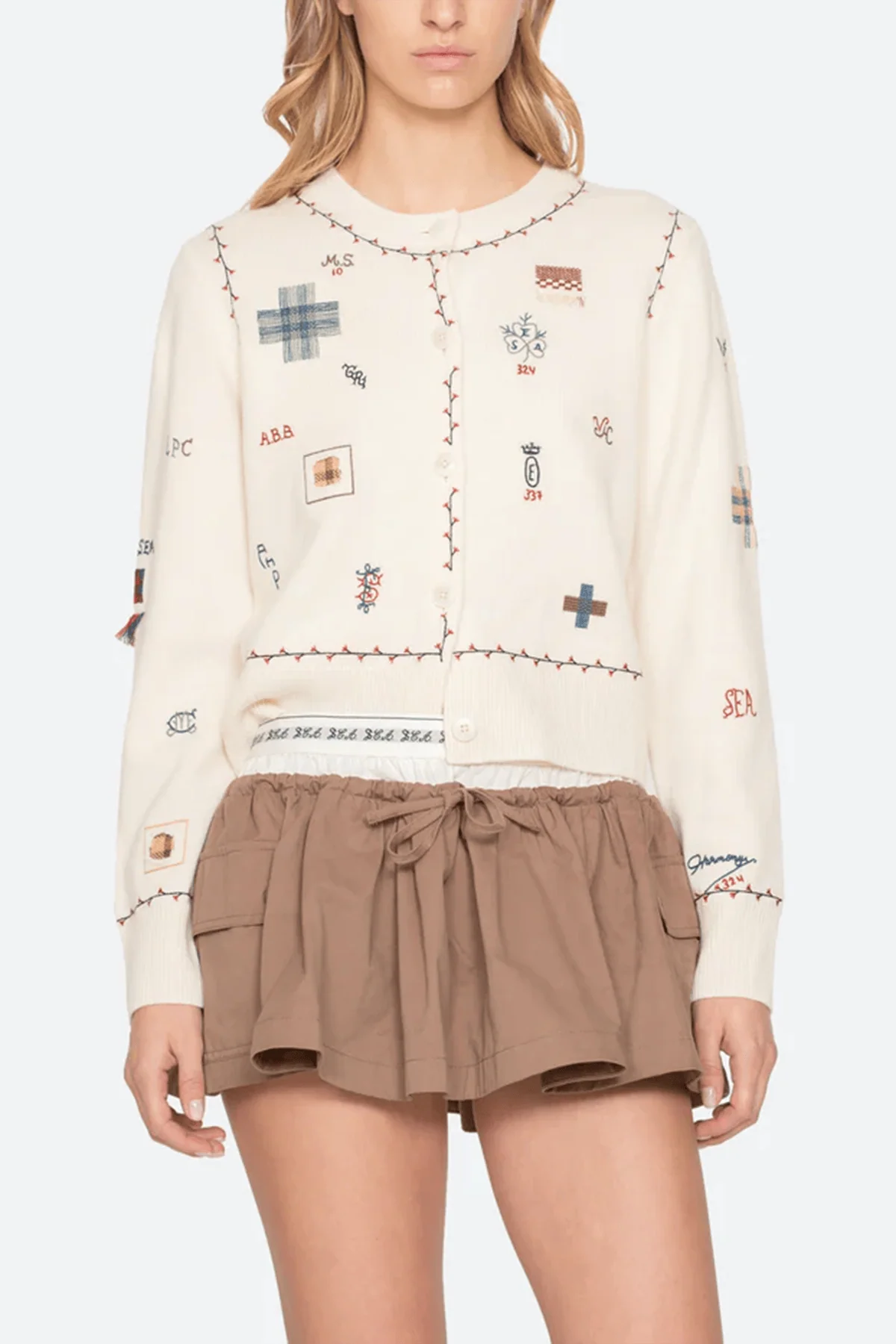 Claira Knit Cardigan in Cream - Image 3